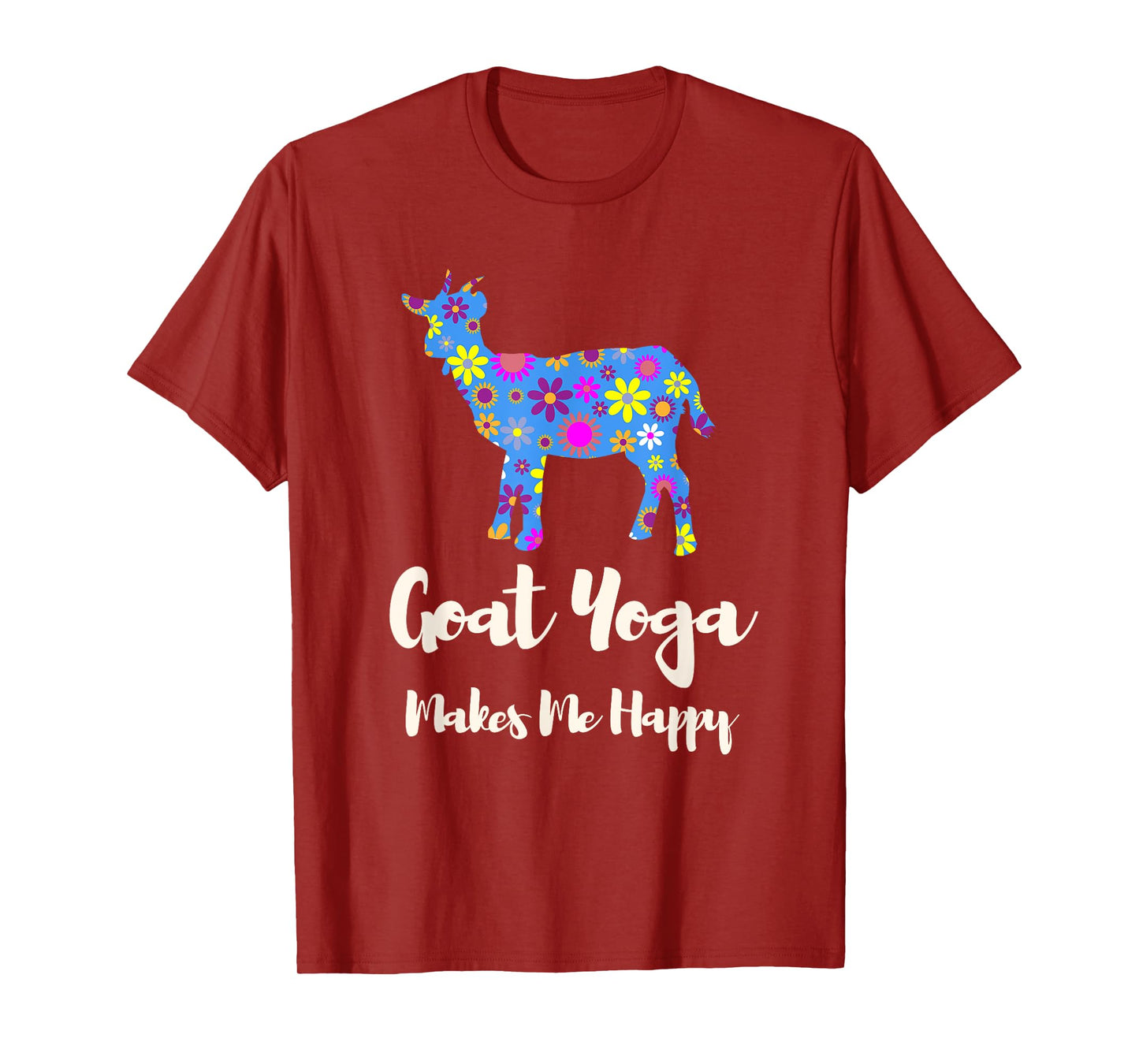 Cartba Goat Yoga Co. Cute Black Floral Goat Yoga T-Shirt - Women's Yoga T-Shirt - Small - Crew Neck - Short Sleeve