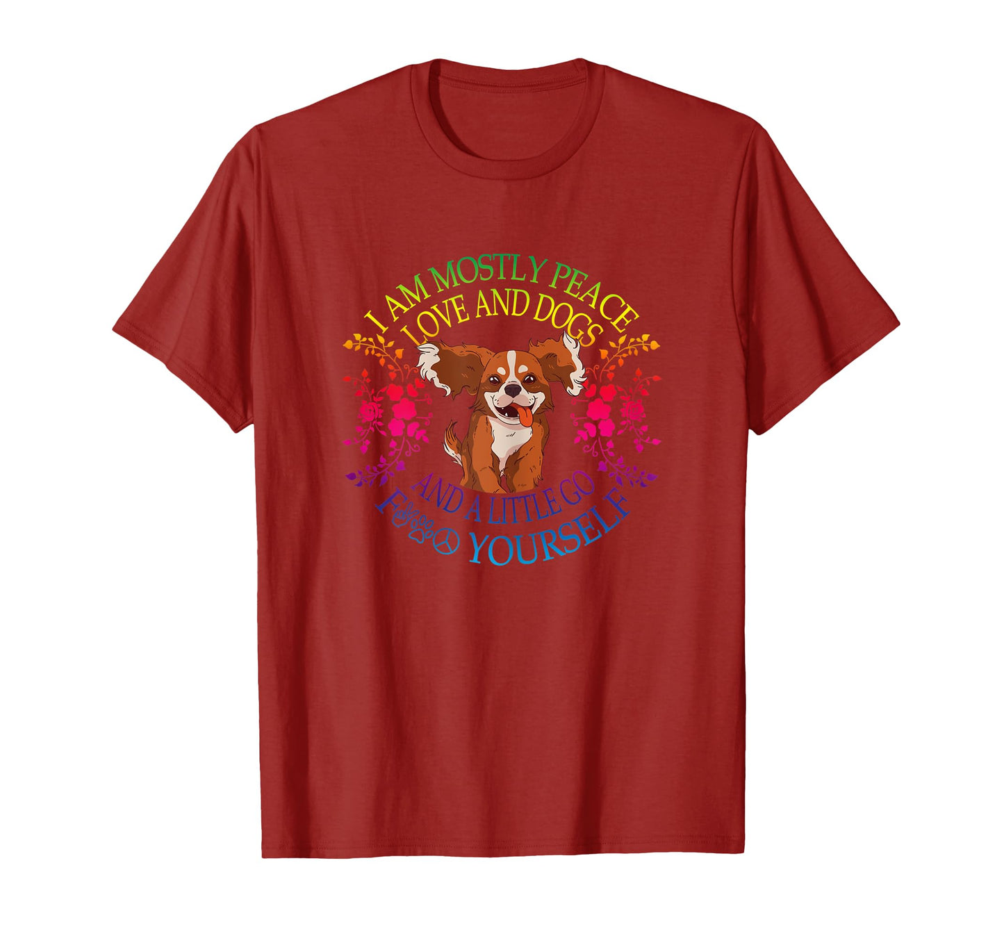 Womens Lovely Dog Saying I Am Mostly Peace Love And Dogs Funny Yoga T-Shirt