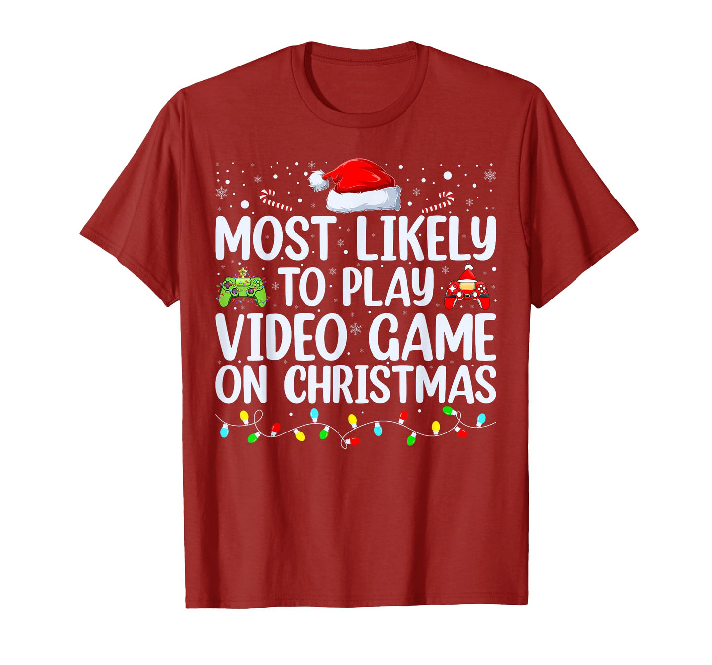 Most Likely To Play Video Game On Christmas Santa Gaming T-Shirt