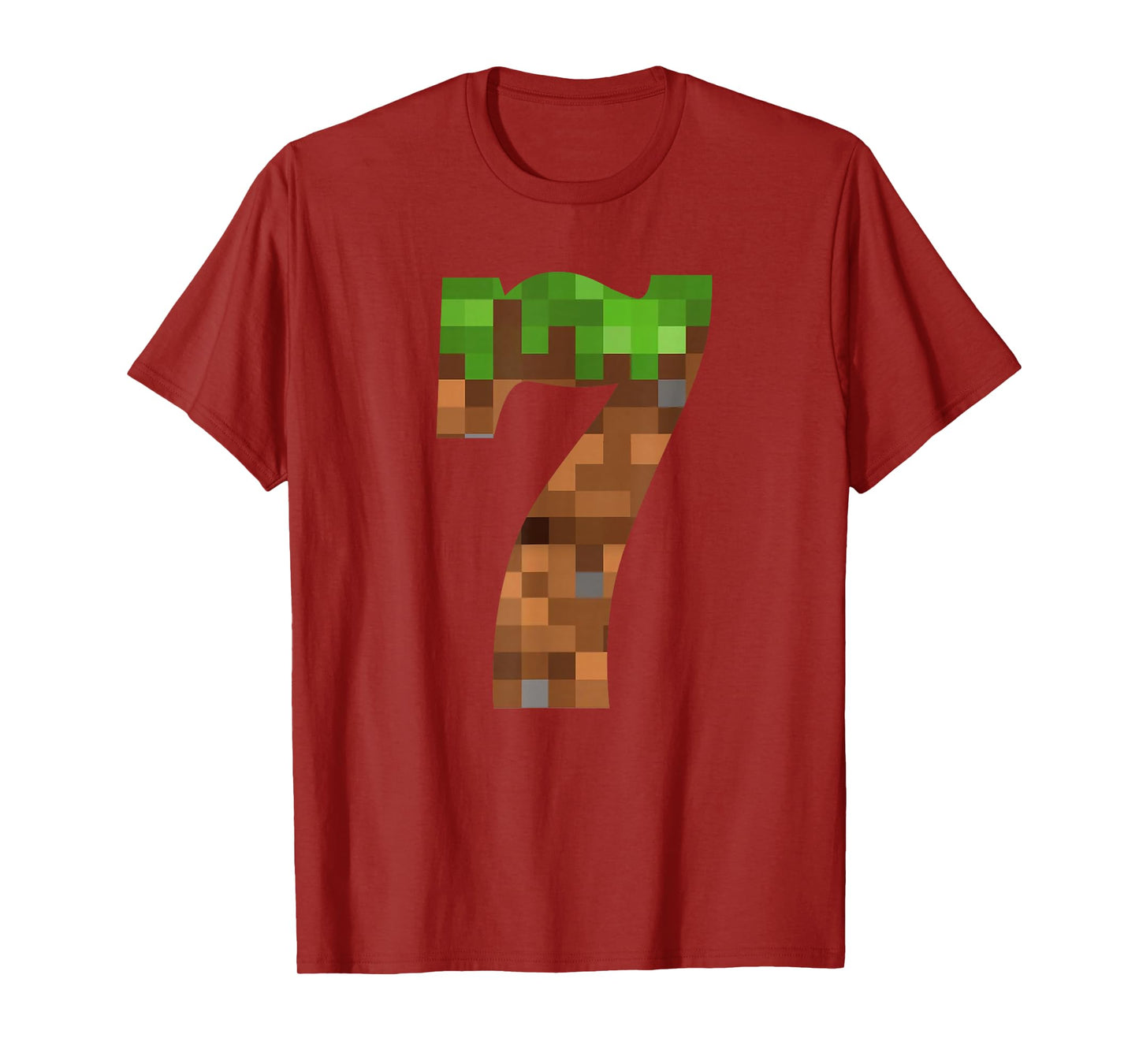 Pixel 7yr Birthday Number Seven 7 Year Old 7th Video Gamer T-Shirt