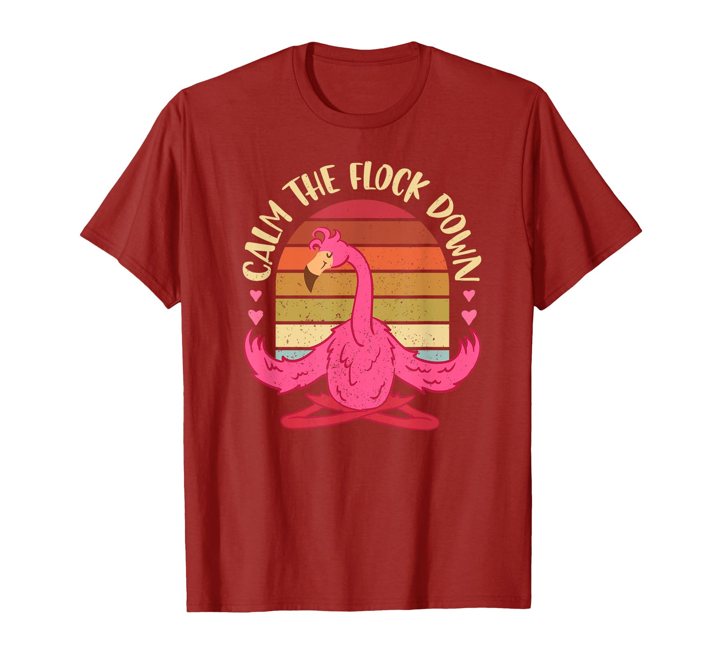Calm The Flock Down Meditation Stress Relief Yoga Flamingo T-Shirt