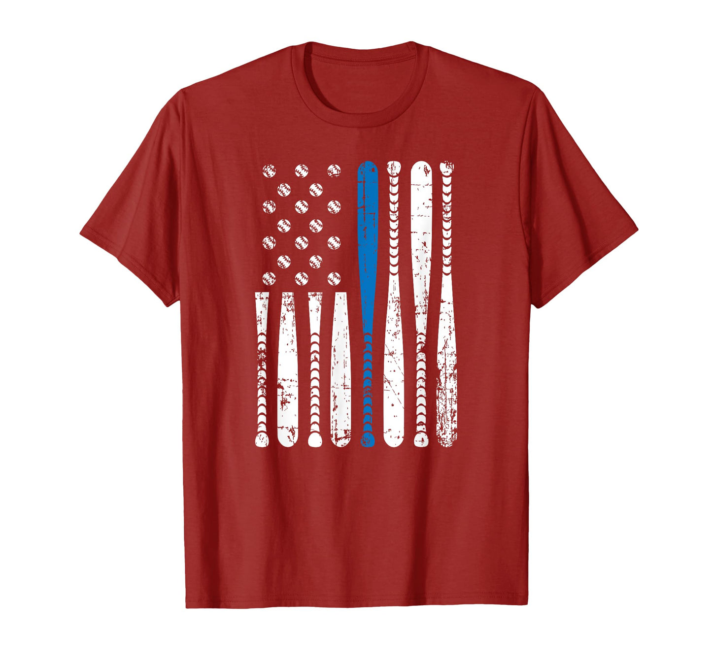 Thin Blue Line LEO USA Flag Police Support Baseball Bat Tee T-Shirt