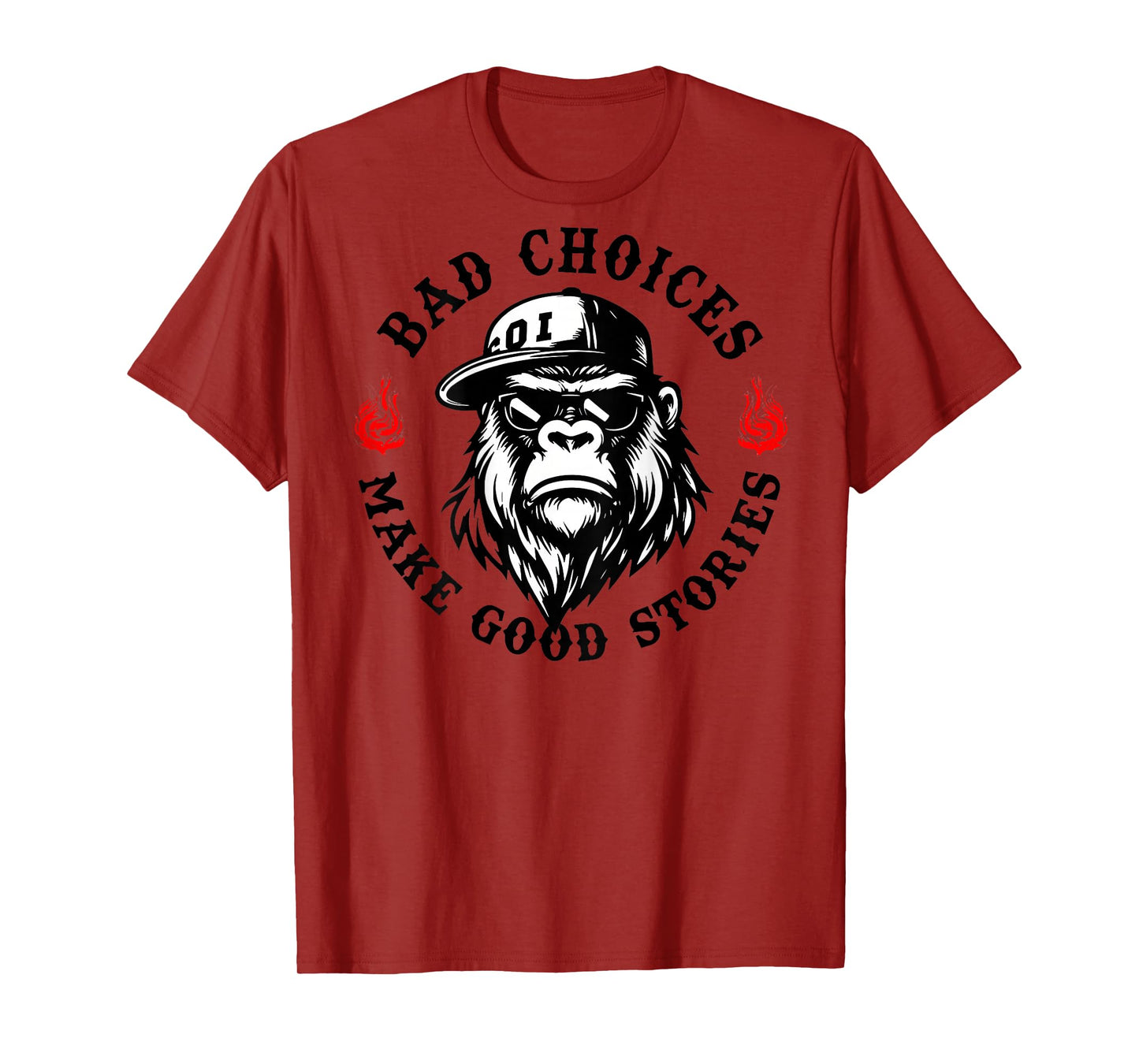 Bad Choices Make Good Stories Funny Monkey (On Back) T-Shirt