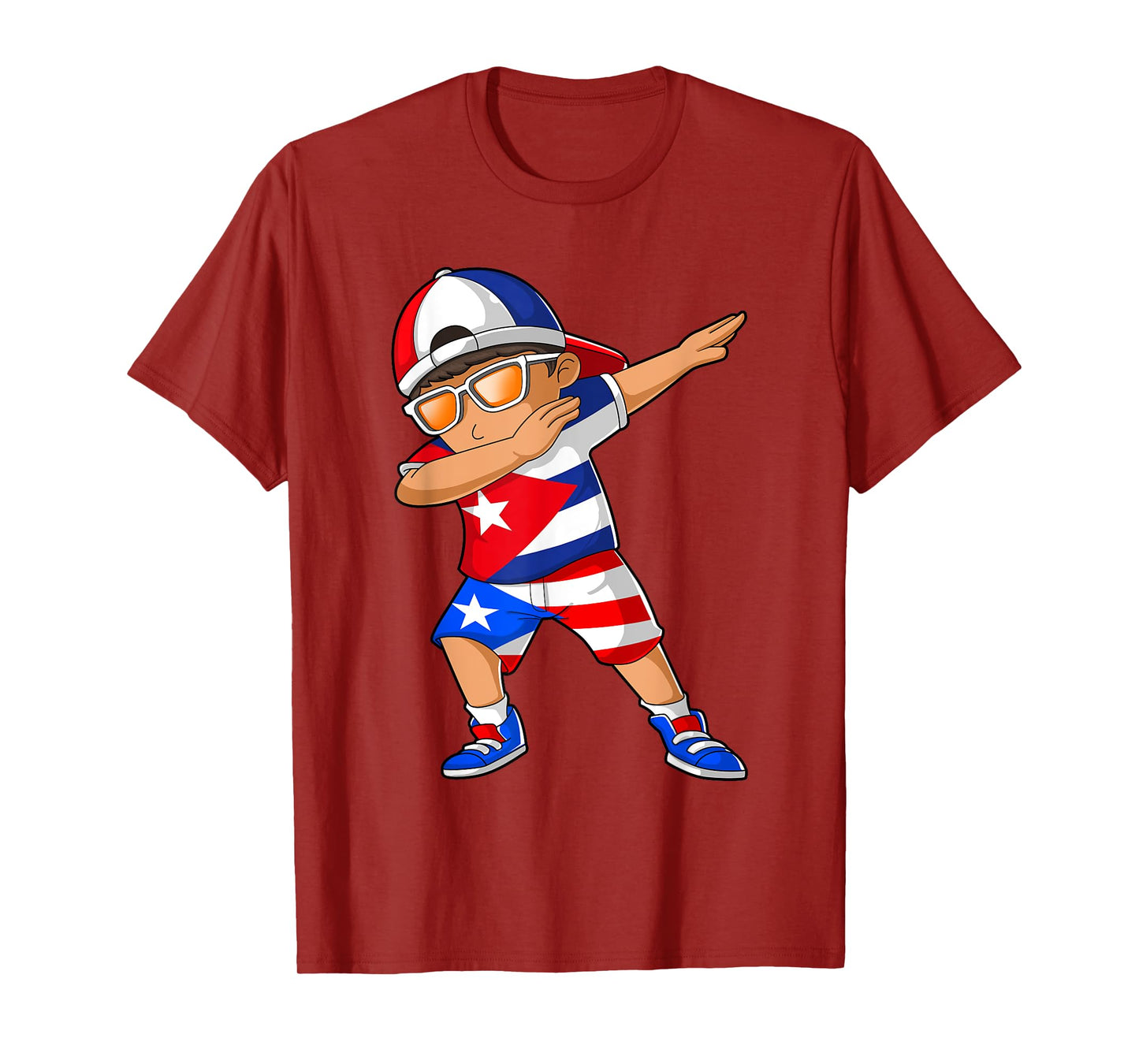 Half Cuban Half Puerto Rican Boy Kid Cuba Puerto Rico Flag T-Shirt