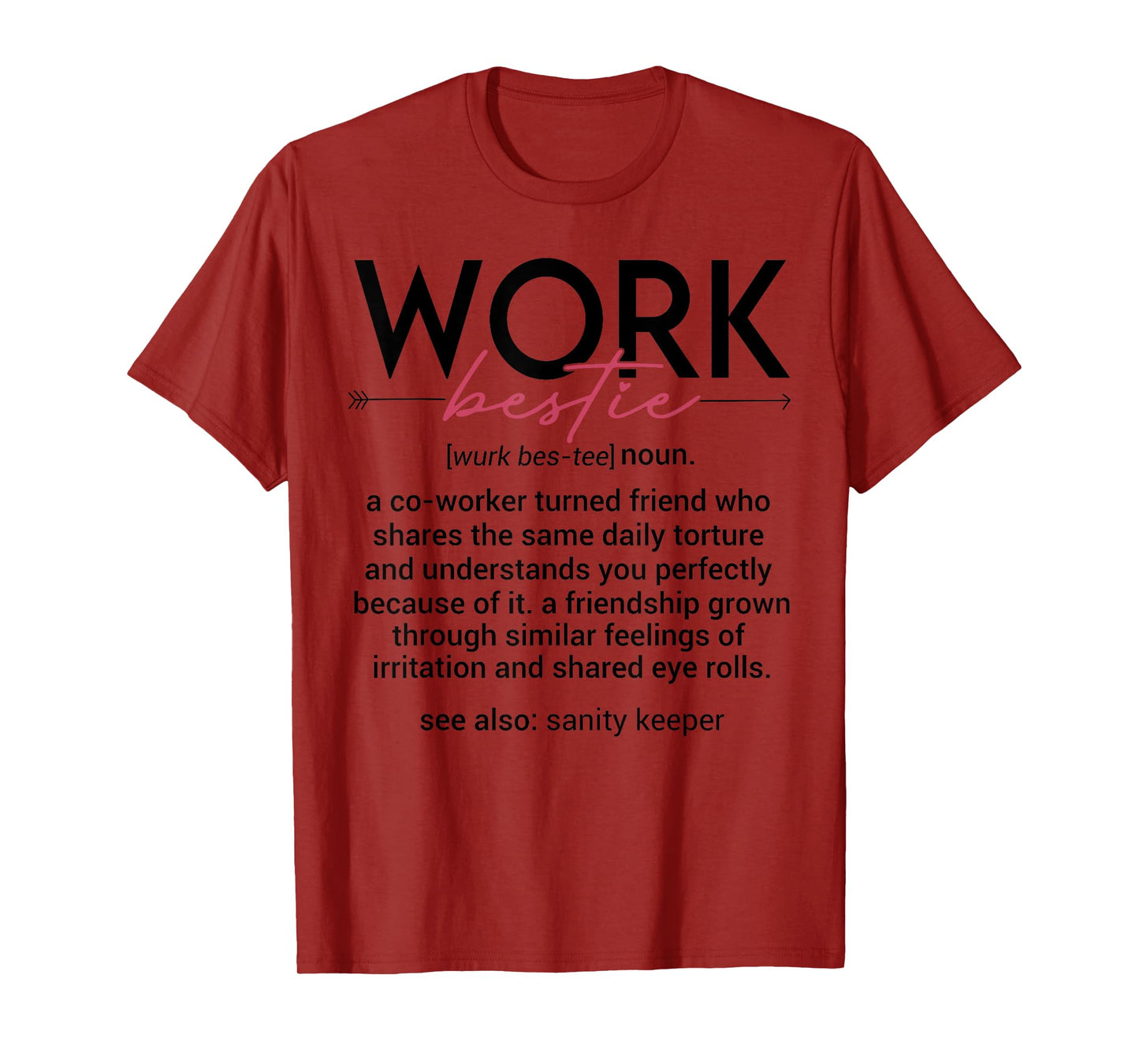 Vintage Work Bestie Definition Teachers Nurses Boss Women T-Shirt