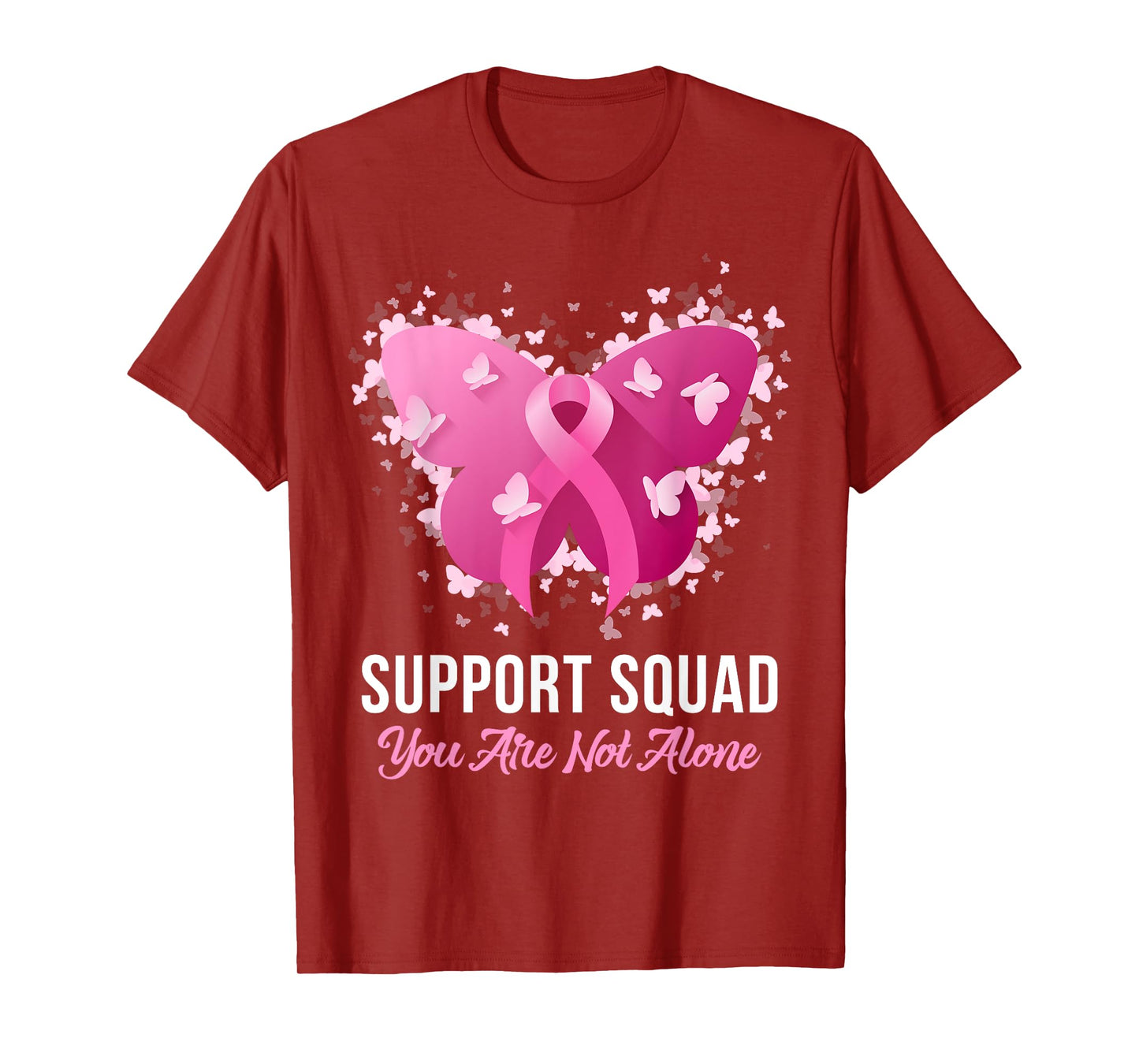 Support Squad Breast Cancer Awareness Pink Ribbon Butterfly T-Shirt