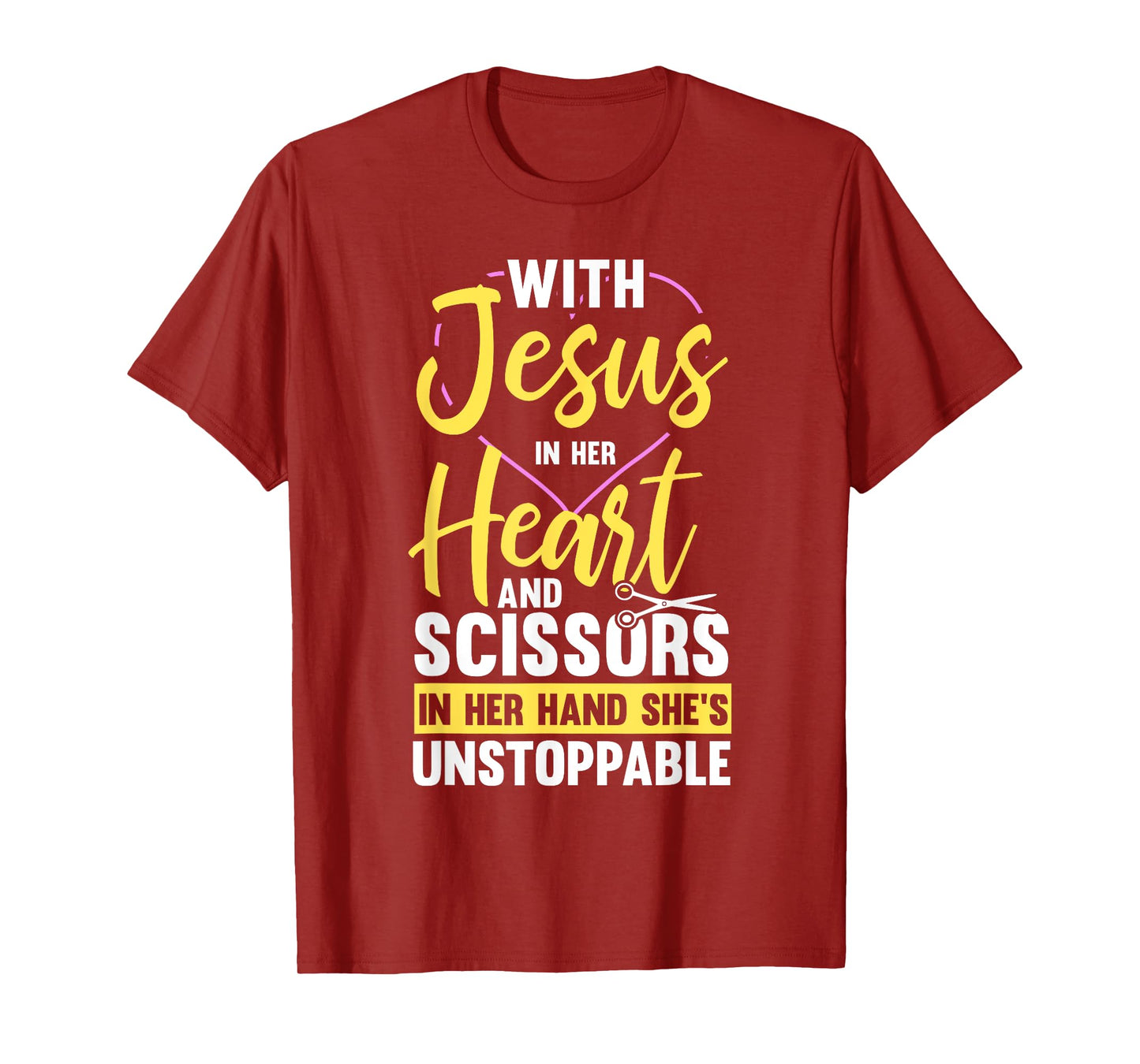 Hairdresser Shirt Jesus In Heart Scissor Hairstylist T-Shirt