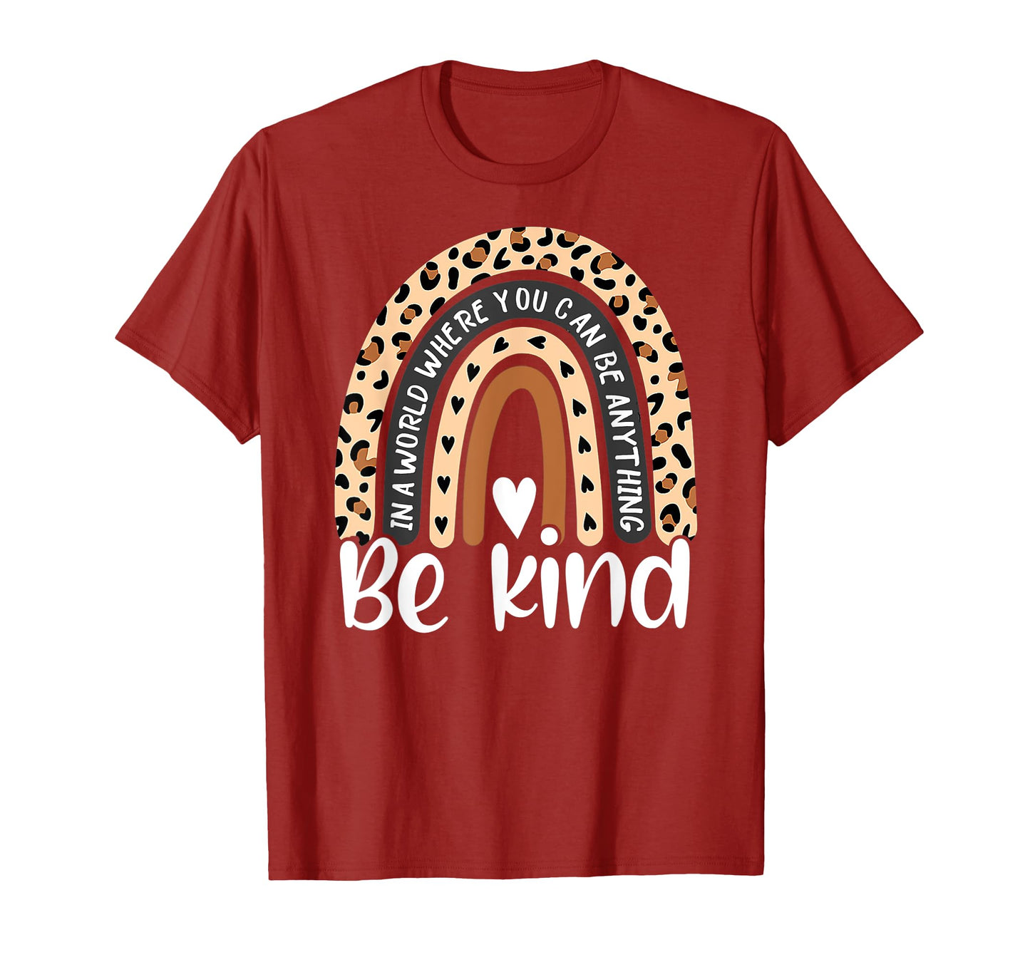 Be Kind Boho Leopard Rainbow Kindness Inspirational Cute T-Shirt