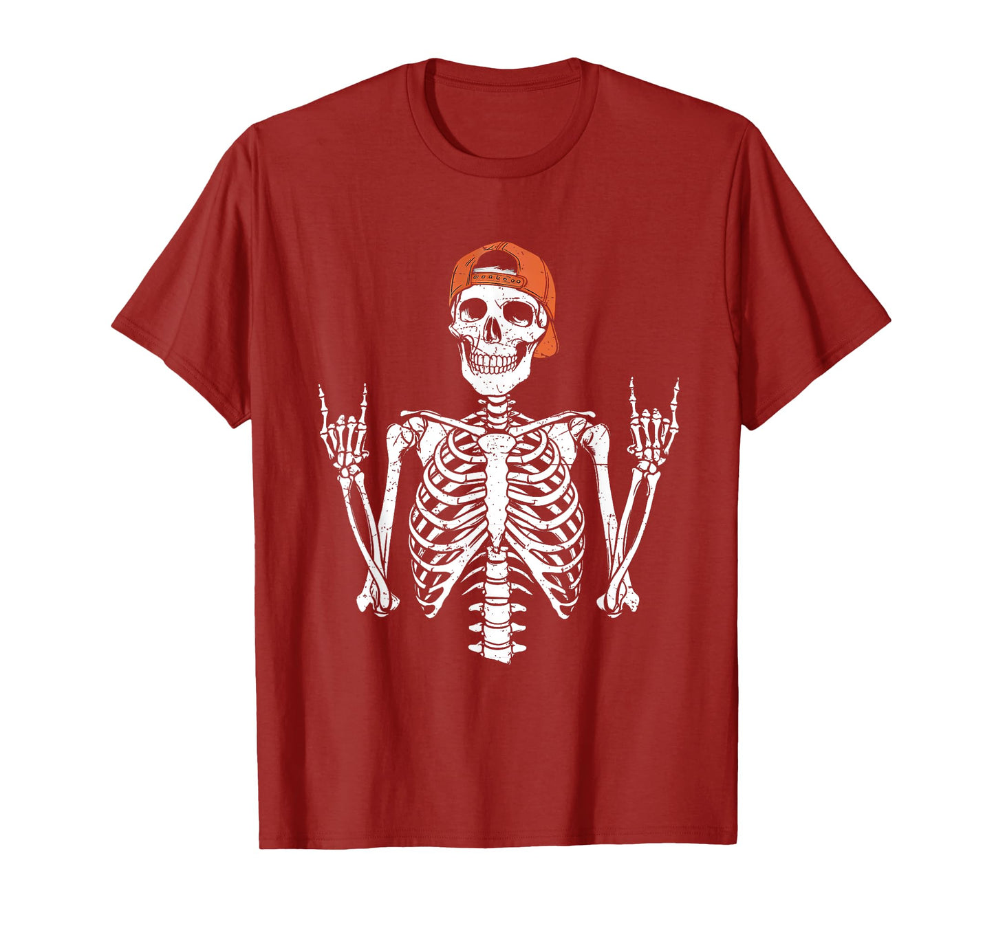 Rocker Skeleton Cap Skater Halloween Rock Mens Boys Kids T-Shirt