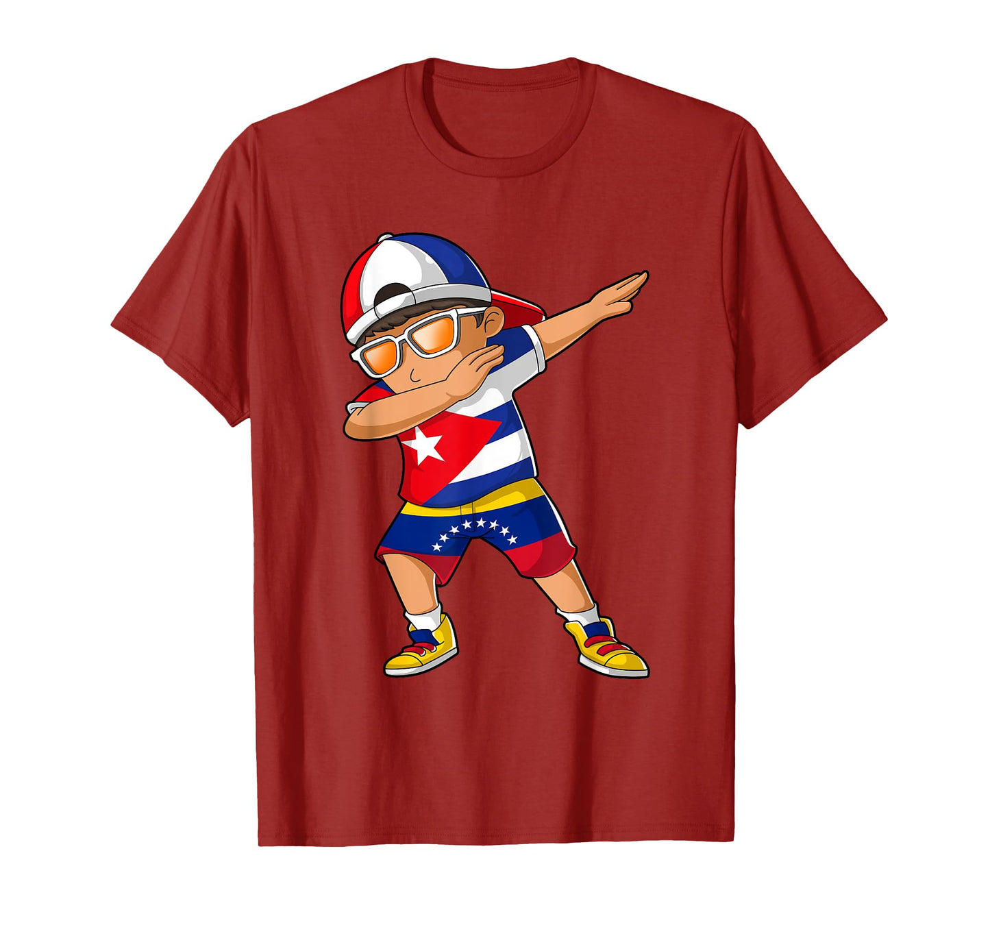 Half Cuban Half Venezuelan Boy Kid Cuba Venezuela Flag T-Shirt