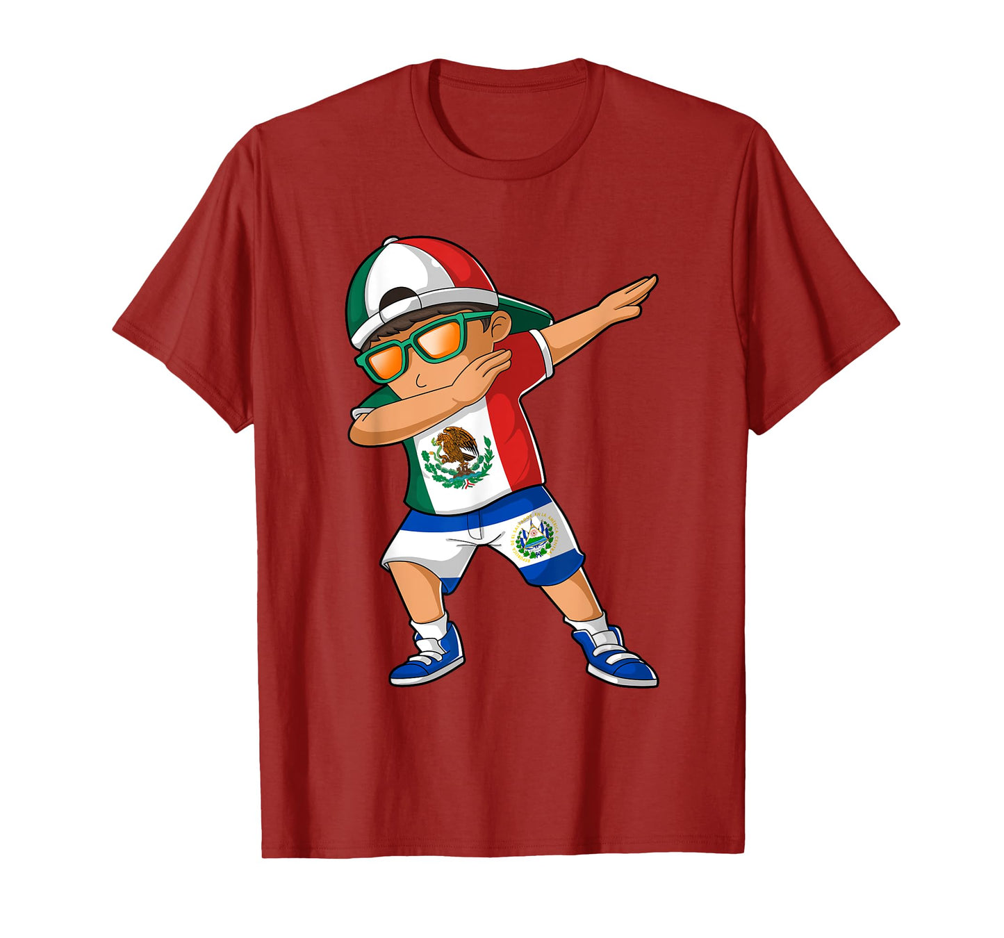 Half Mexican Half Salvadoran Boy Mexico El Salvador Flag T-Shirt