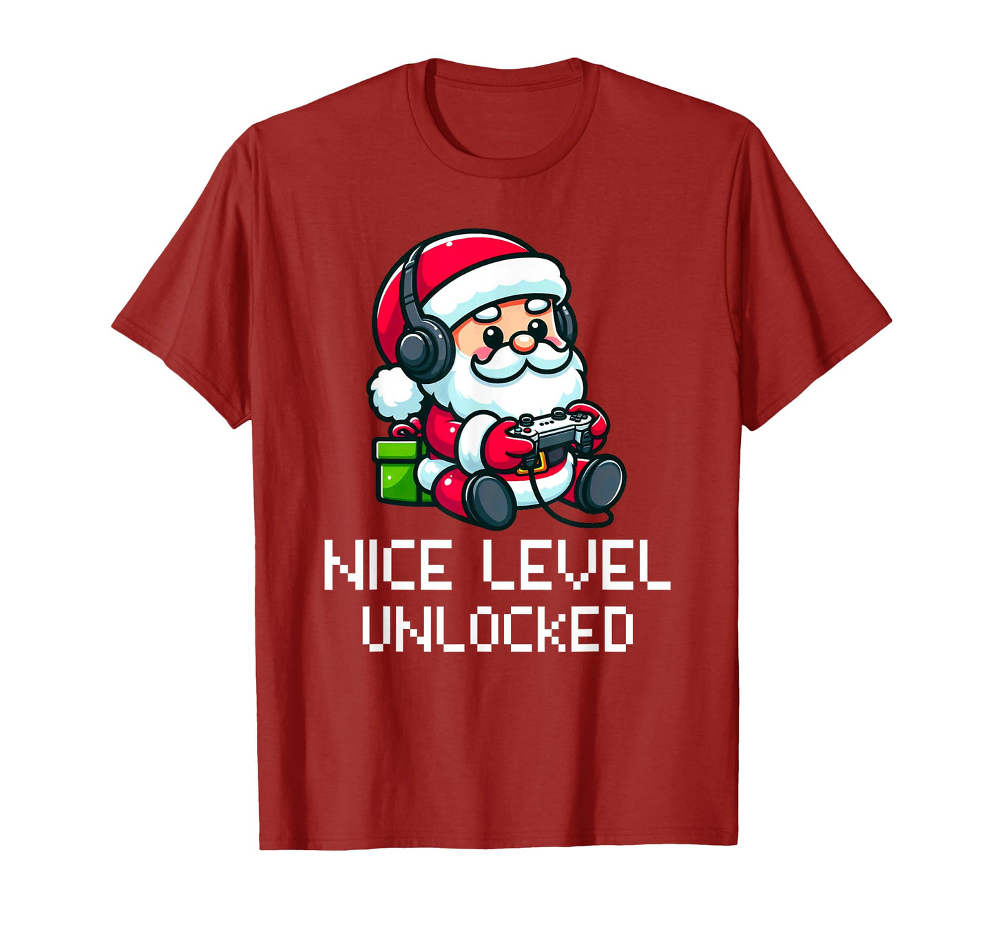 Santa Claus Playing Video Game Funny Nice Level Unlocked T-Shirt
