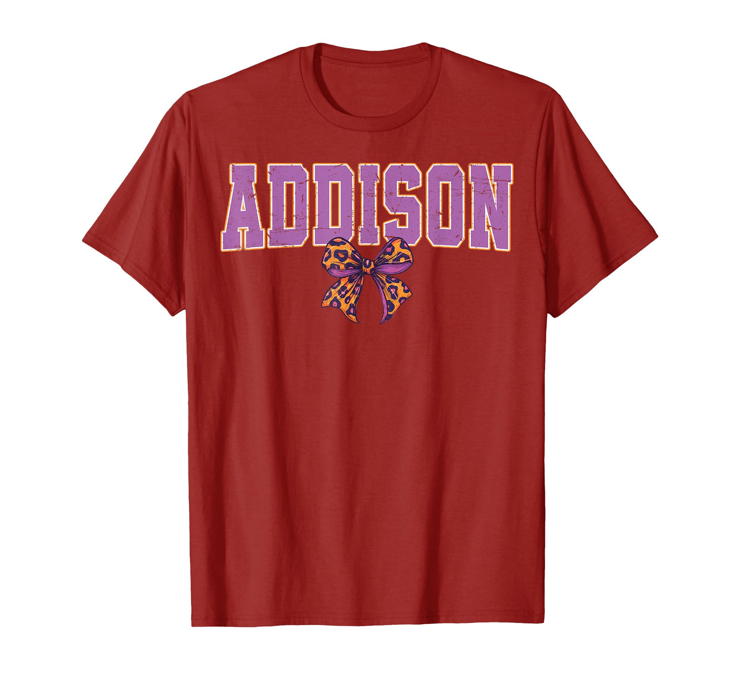 Addison Leopard Bow Trendy Name Design for Women and Girls T-Shirt