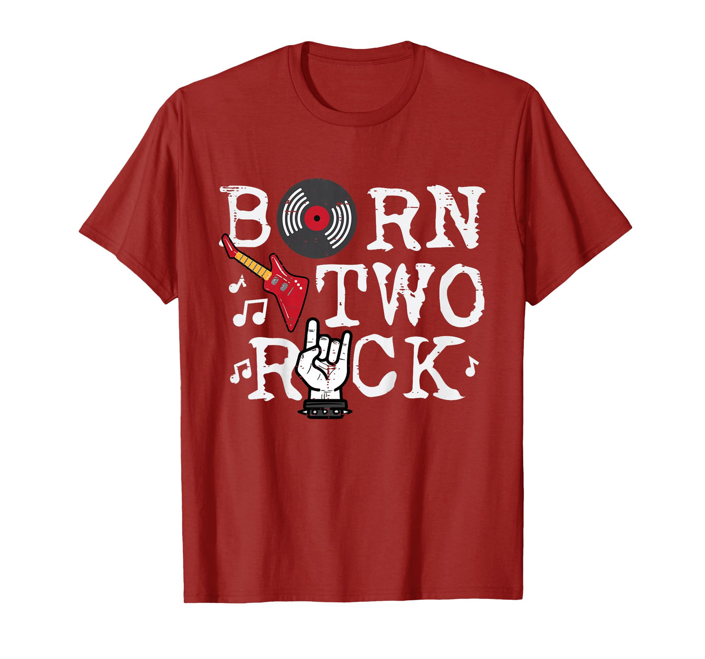 Kids 2nd Birthday Guitar Born Two 2 Rock Rocker Bday Boys Kids T-Shirt