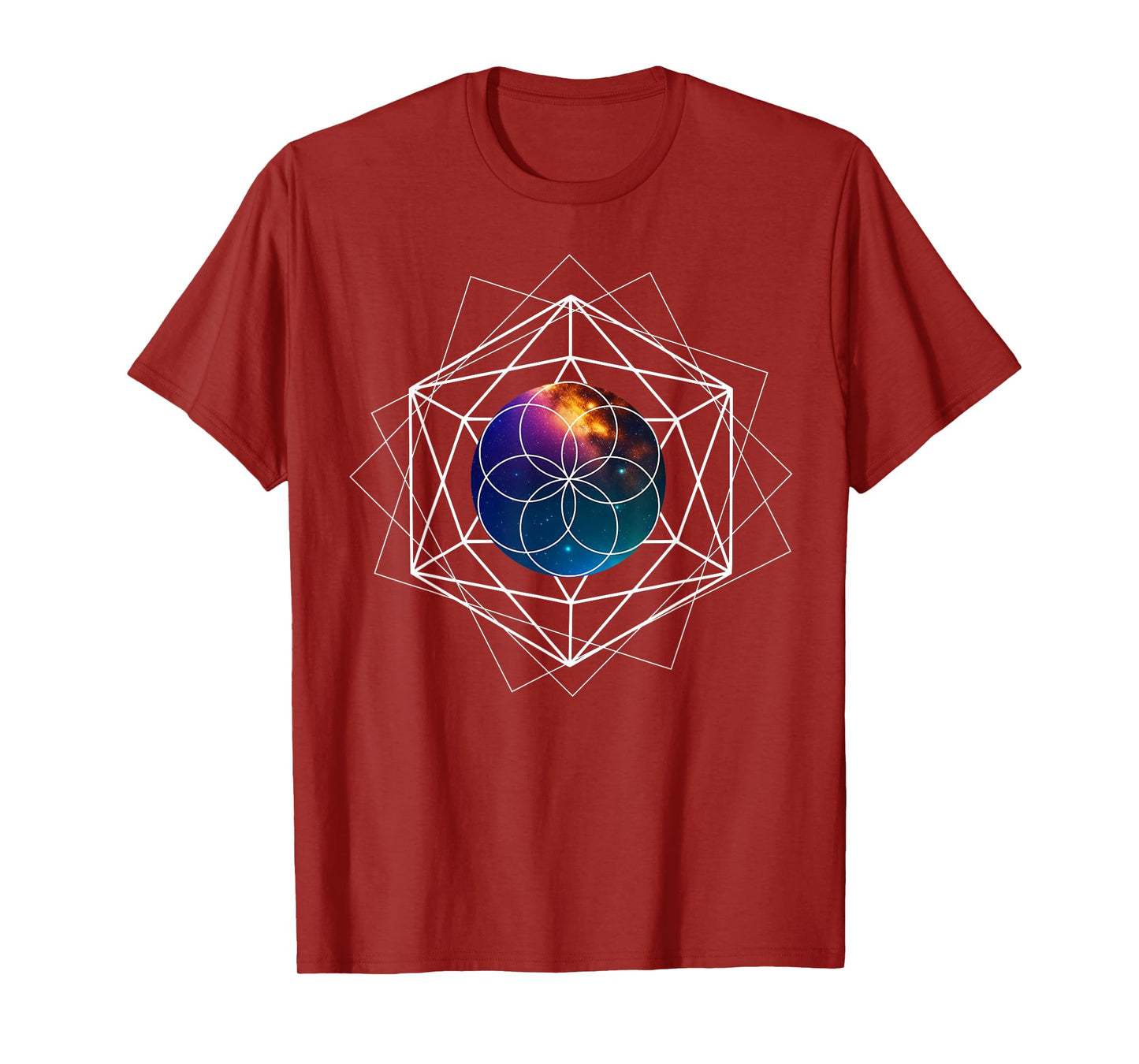 Seed of Life Sacred Geometry Galaxy Metaphysical Yoga Reiki T-Shirt