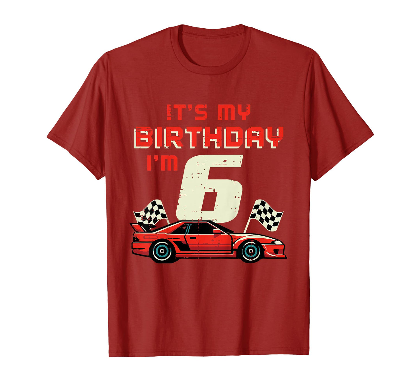 Kids Its My Birthday Im 6 Race Car 6th Bday Six Year Old Boys Kid T-Shirt