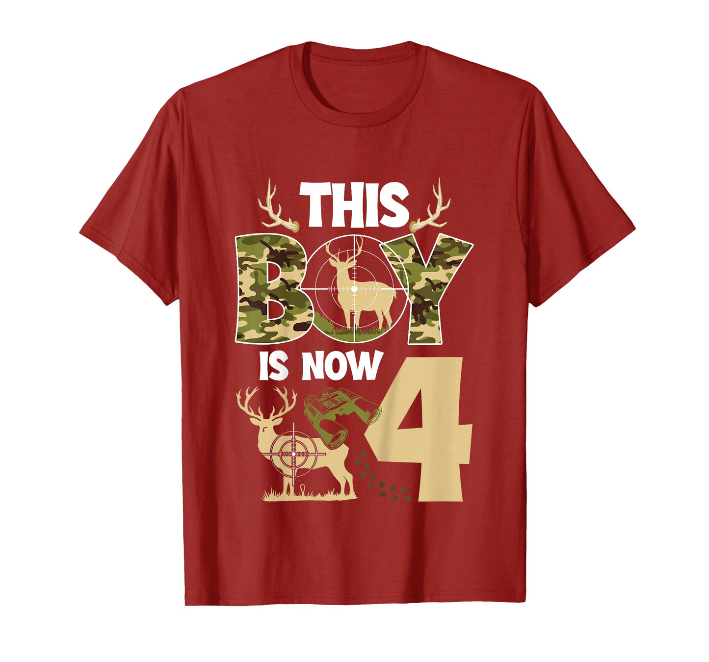4th Hunting Birthday Party 4 Year Old Hunter Birthday T-Shirt
