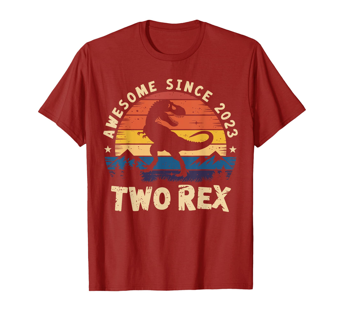 Two Rex 2nd Birthday Bday Boys Second Dinosaur 2 Year Old T-Shirt