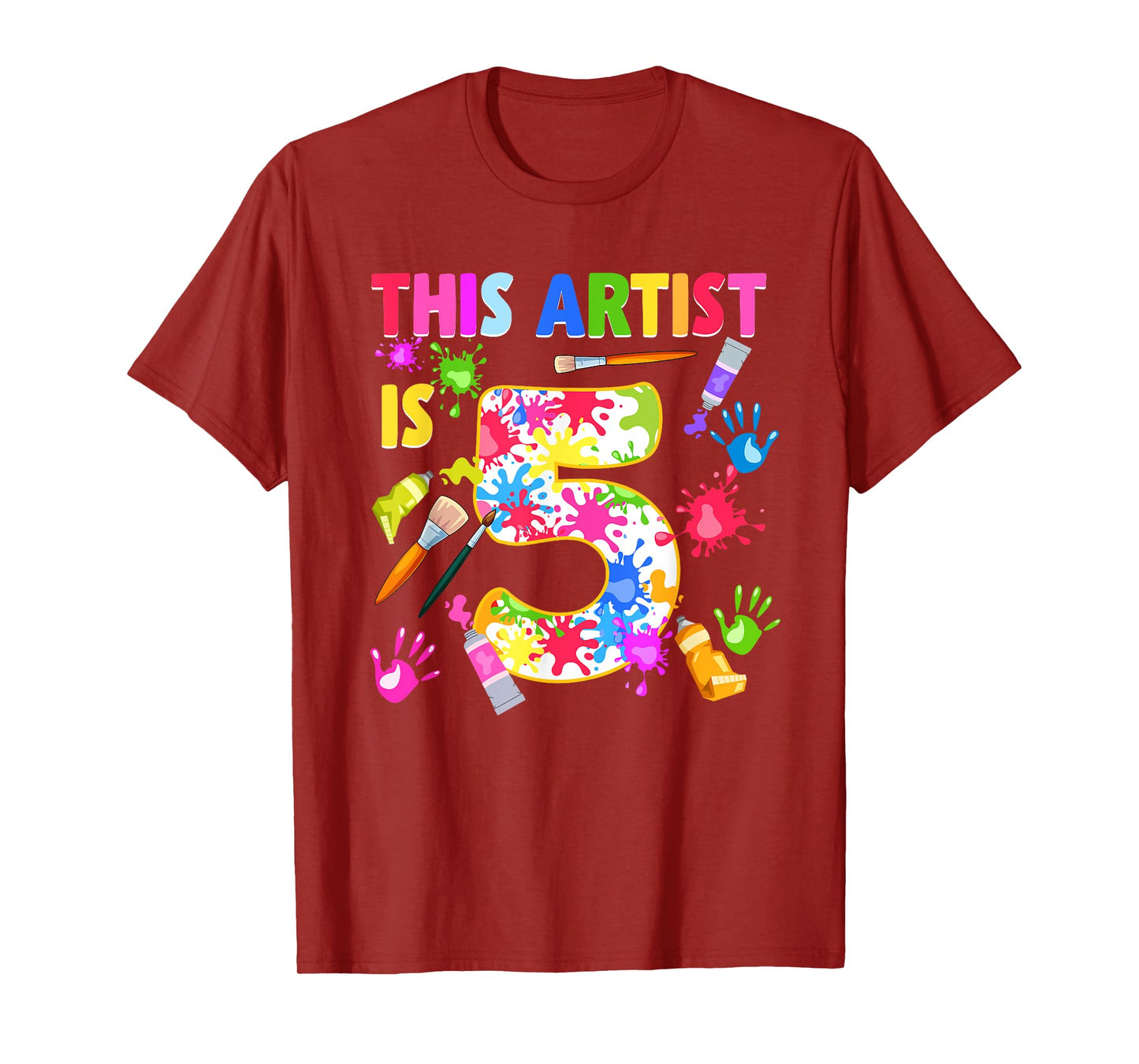 This Artist Is 5 Year Old Birthday 5th Painting Art Party T-Shirt
