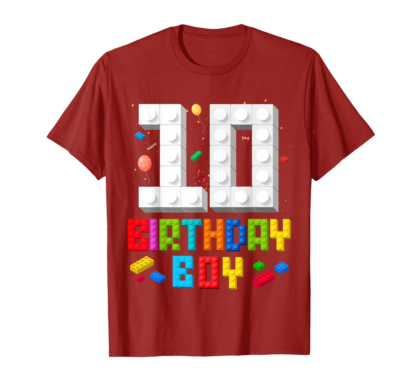 10th Birthday Boy Master Builder 10 Years Old Building Block T-Shirt