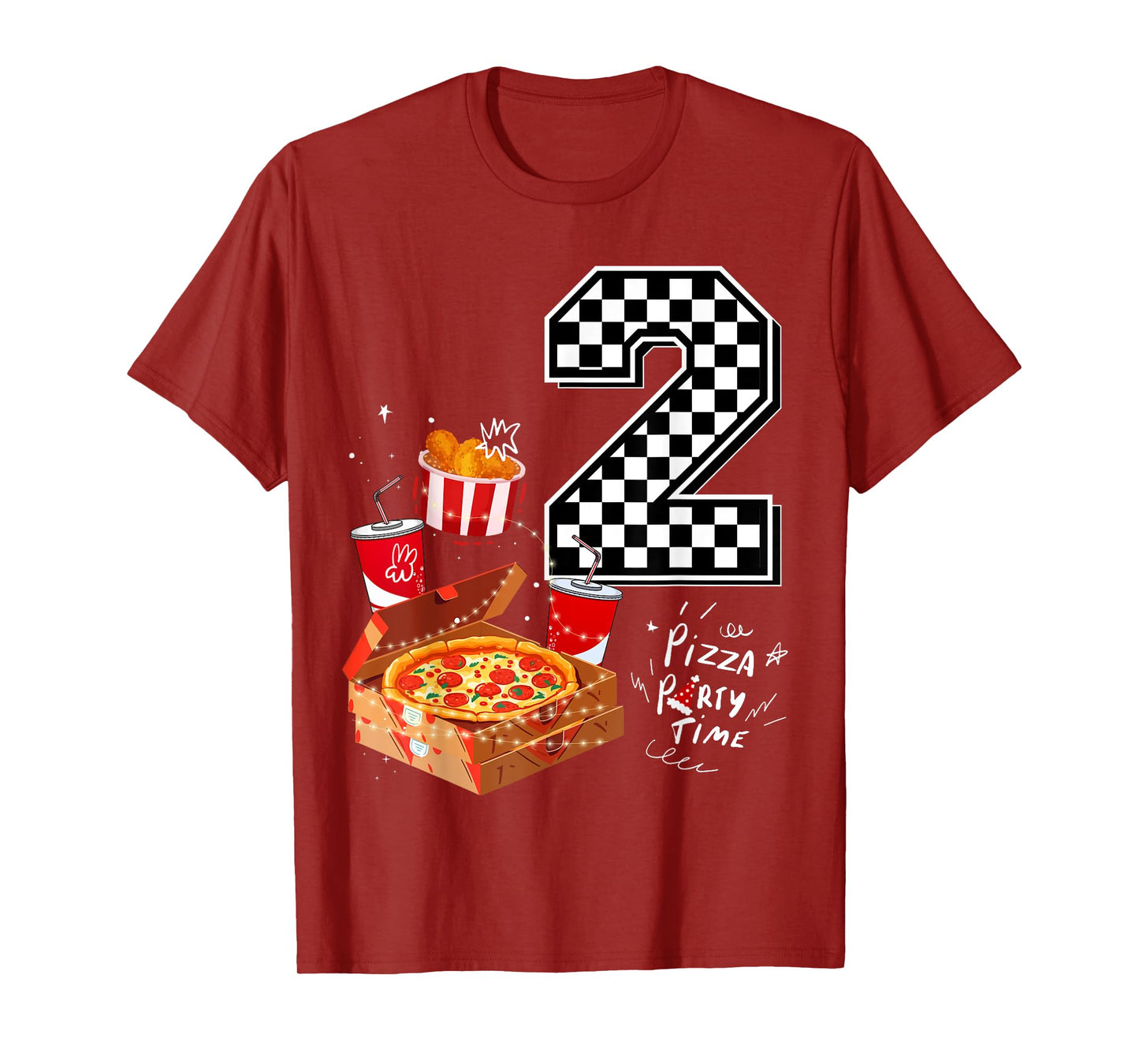Kids Funny Pizza Lover 2nd Birthday Crew 2 Years Old Matchin T-Shirt