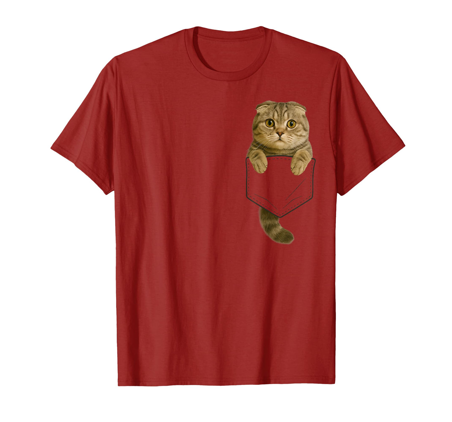 Scottish Fold Cat Pocket Gifts Cat Mom Cat Dad Cat Lover T-Shirt