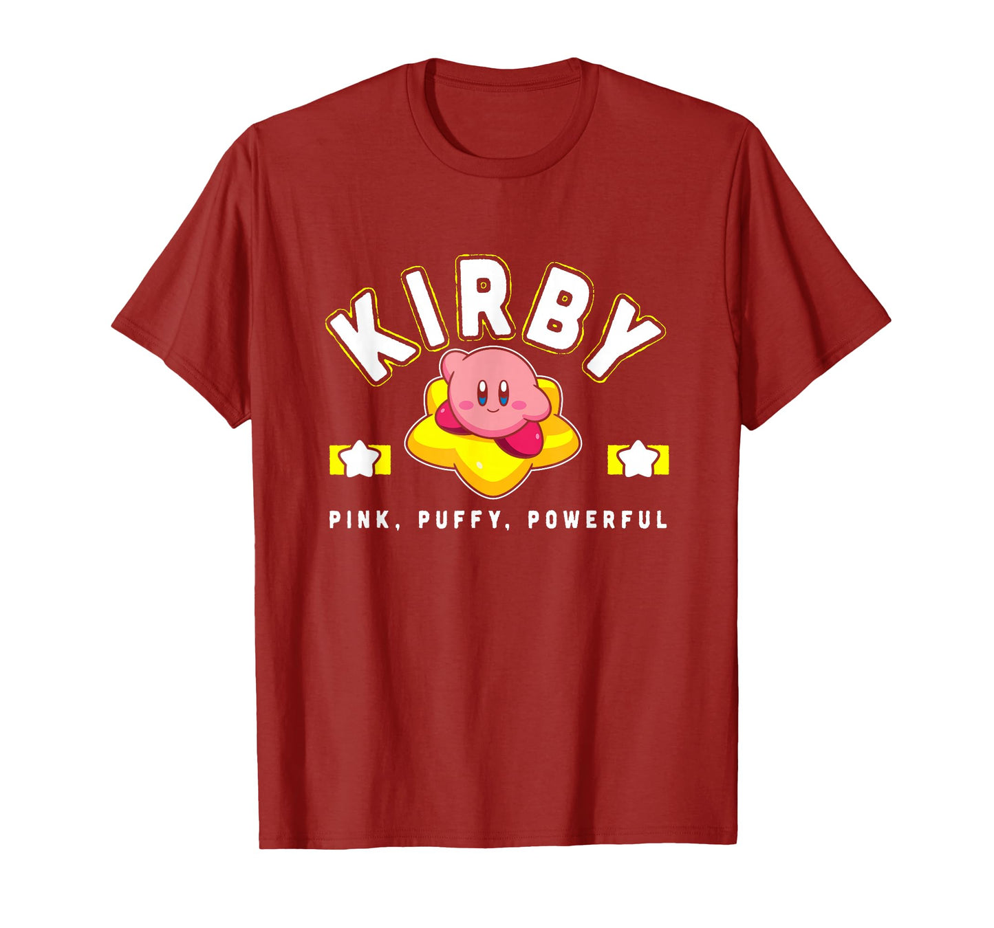Kirby Pink Puffy Powerful Star Frame Varsity T-Shirt