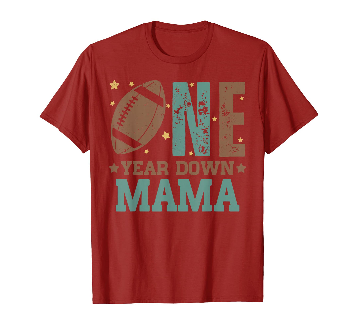 Mama of the 1 Year old Football 1st Year Down Birthday Party T-Shirt