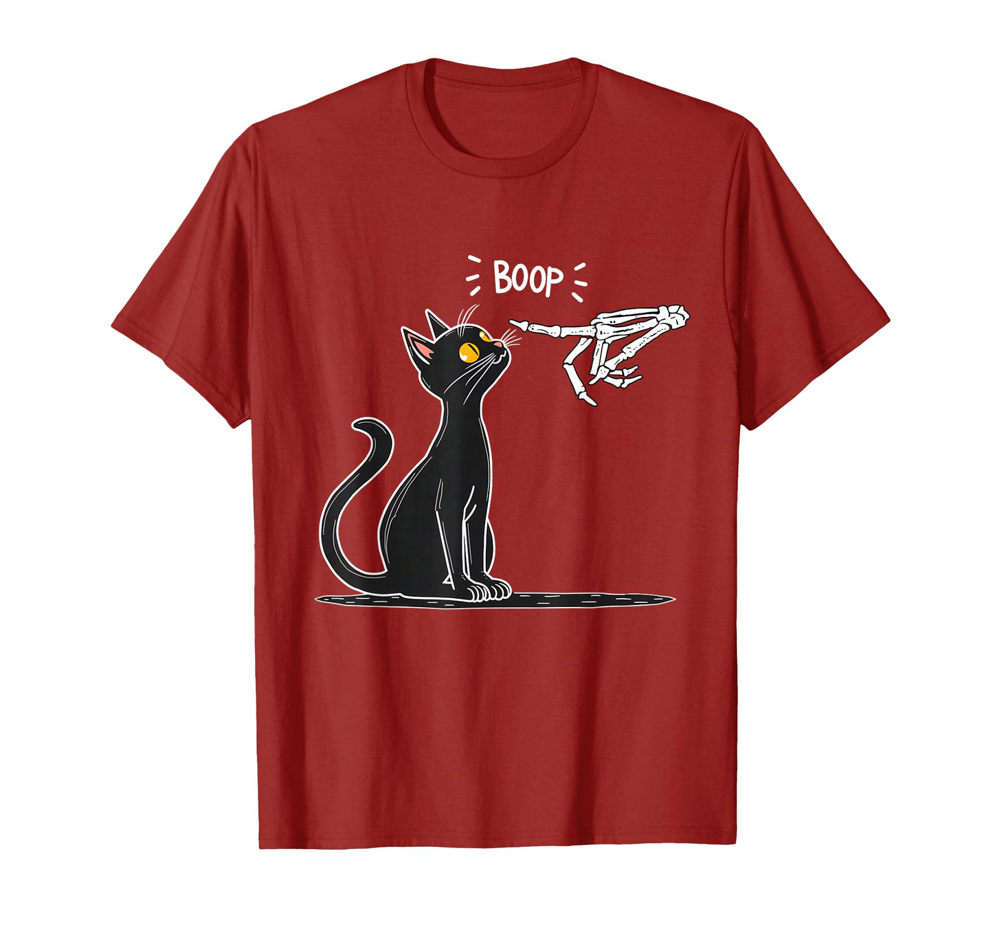 Black Cat Skeleton Hand Boop Halloween T-Shirt