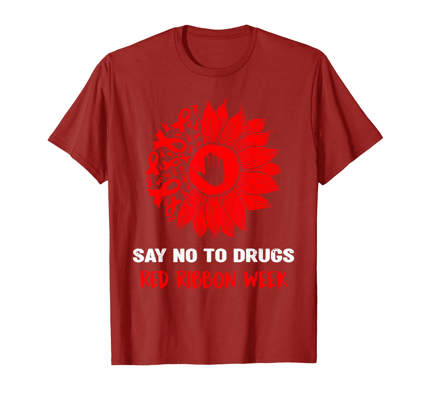 red ribbon week say no to drugs sunflower T-Shirt