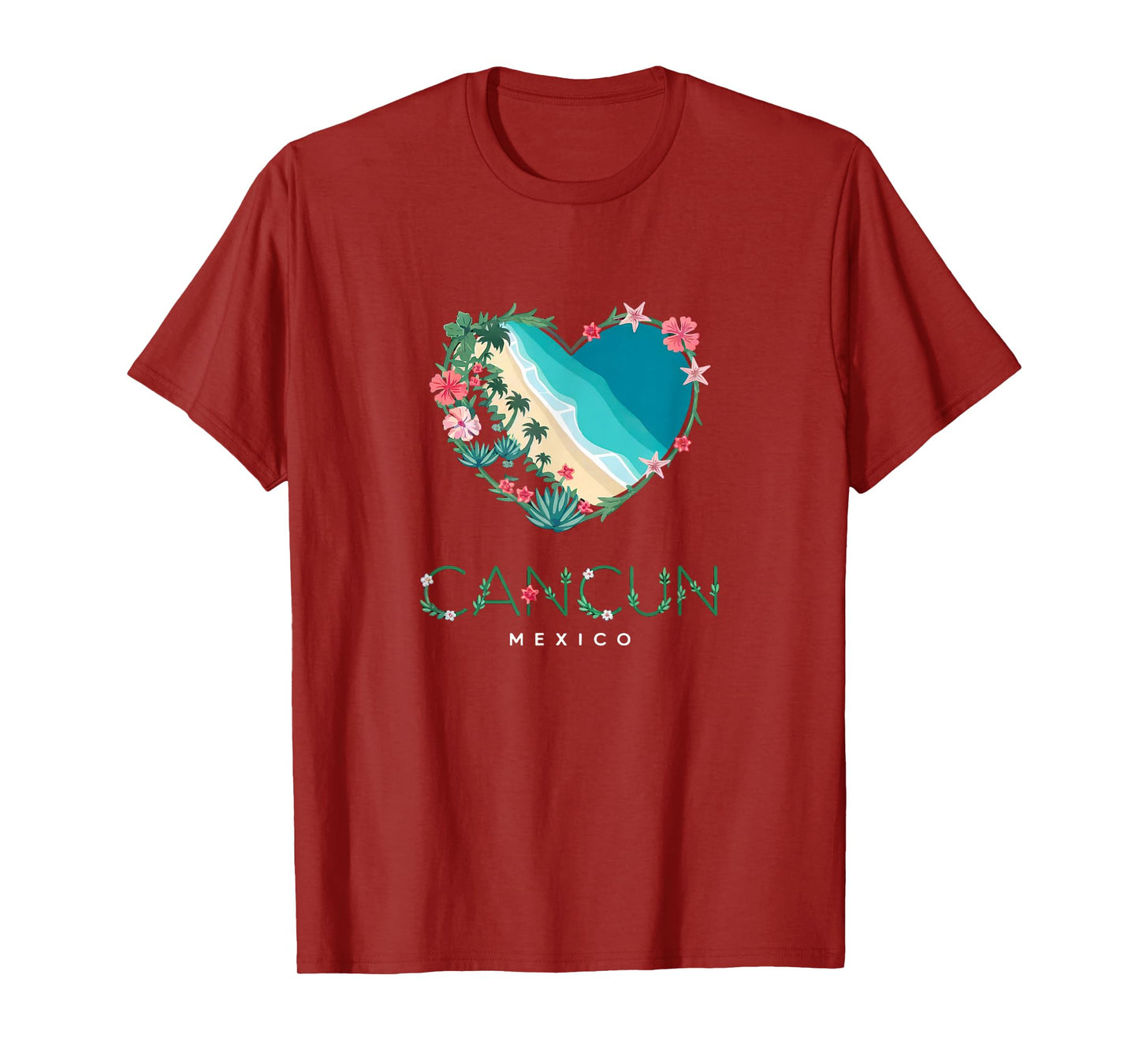 Cancun Floral Heart - Mexican Beach Lovers' Souvenir T-Shirt