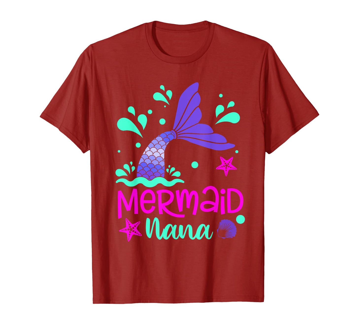 Mermaid Nana Funny Matching Family Bday Party Squad T-Shirt