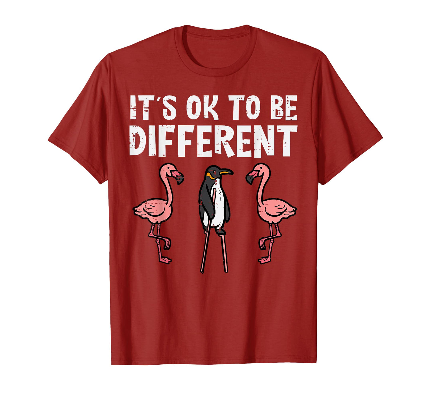 Penguin Its Okay To Be Different Flamingo Men Women Kids T-Shirt