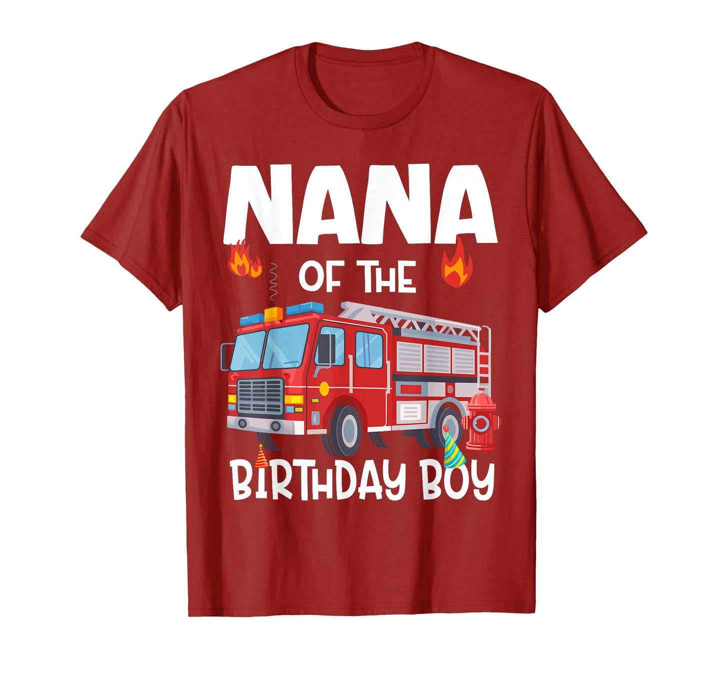 Nana of the Birthday Boy Fire Truck Firefighter Grandma Bday T-Shirt