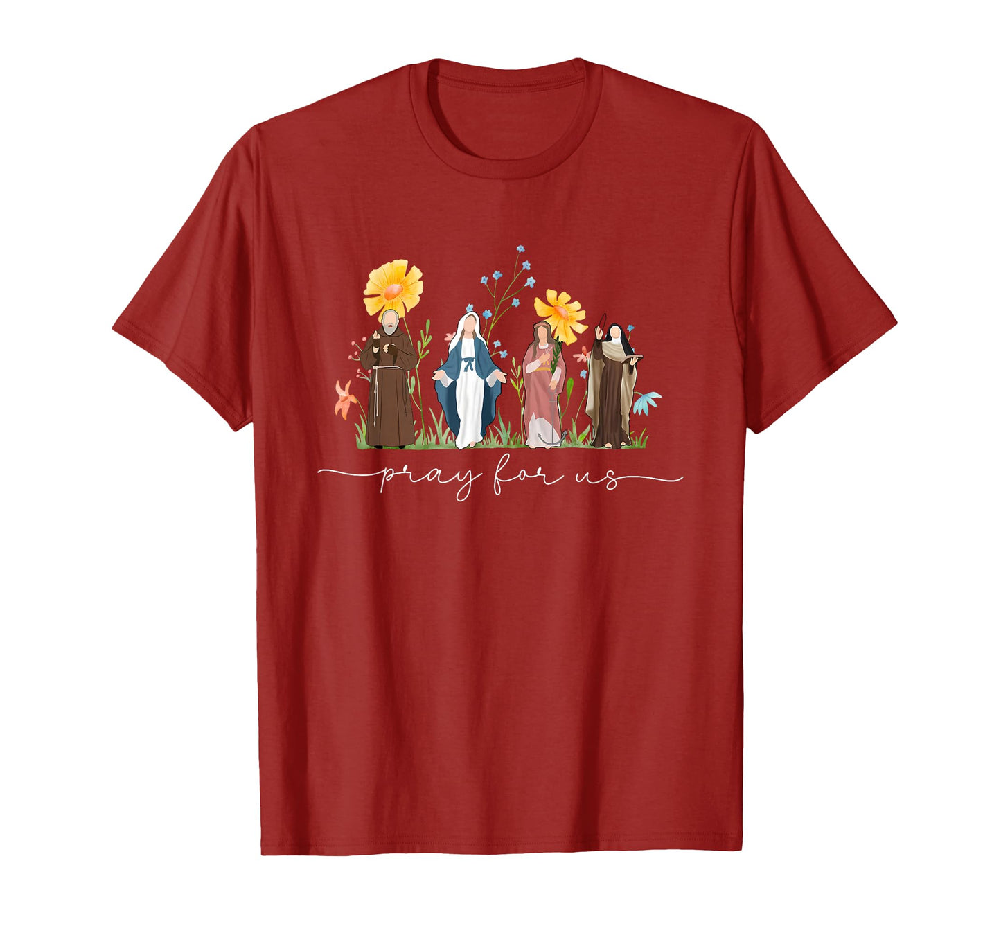 Catholic Saints Floral Women Religious Men Women Kids T-Shirt