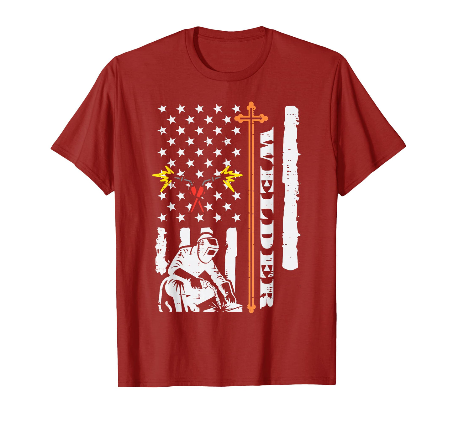 Christian Welder US Flag Cross Welding Patriot Men Women Kid T-Shirt
