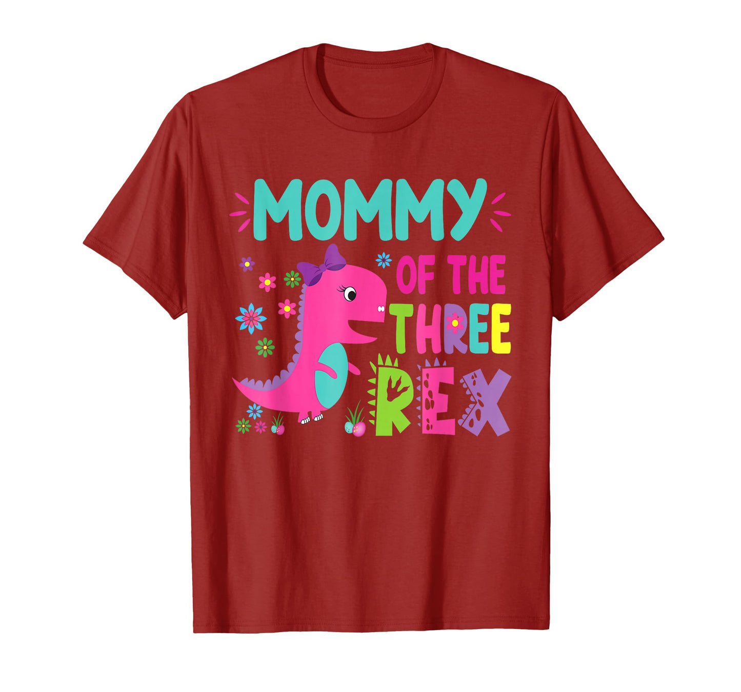 Mommy of the Three Rex Birthday Dinosaur Family Matching T-Shirt