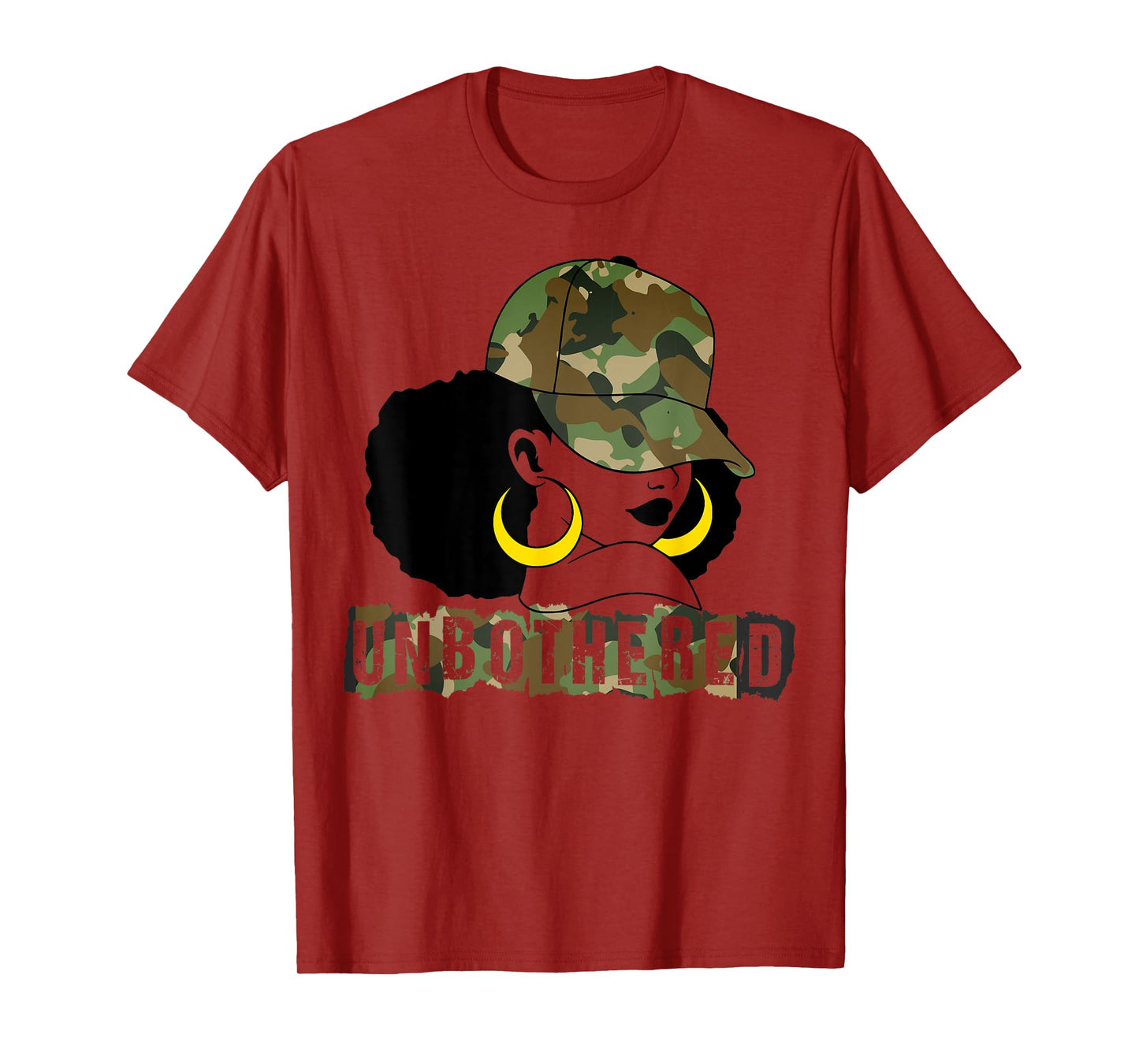 Unbothered Black Woman Camo Camouflage Melanin Black History T-Shirt