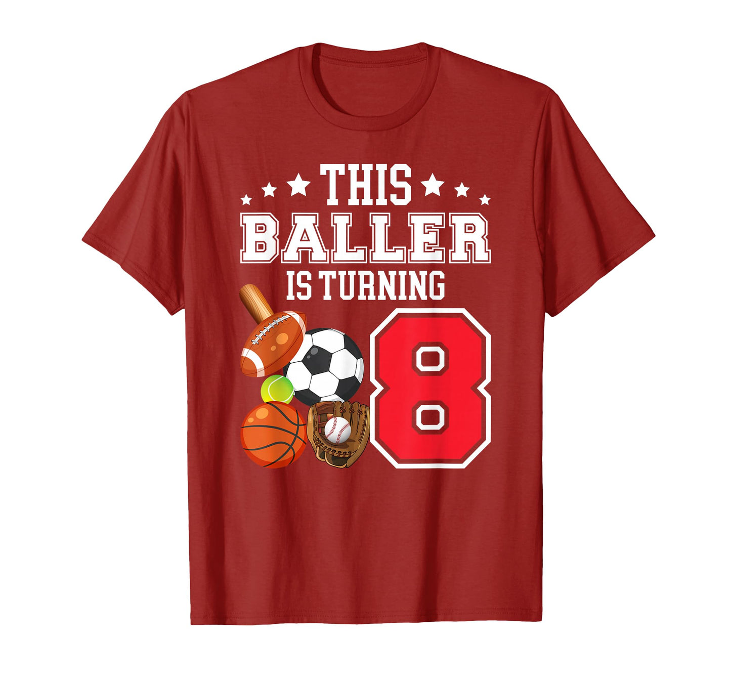 8th Birthday Sports Birthday Theme 8 Year Old Boy T-Shirt