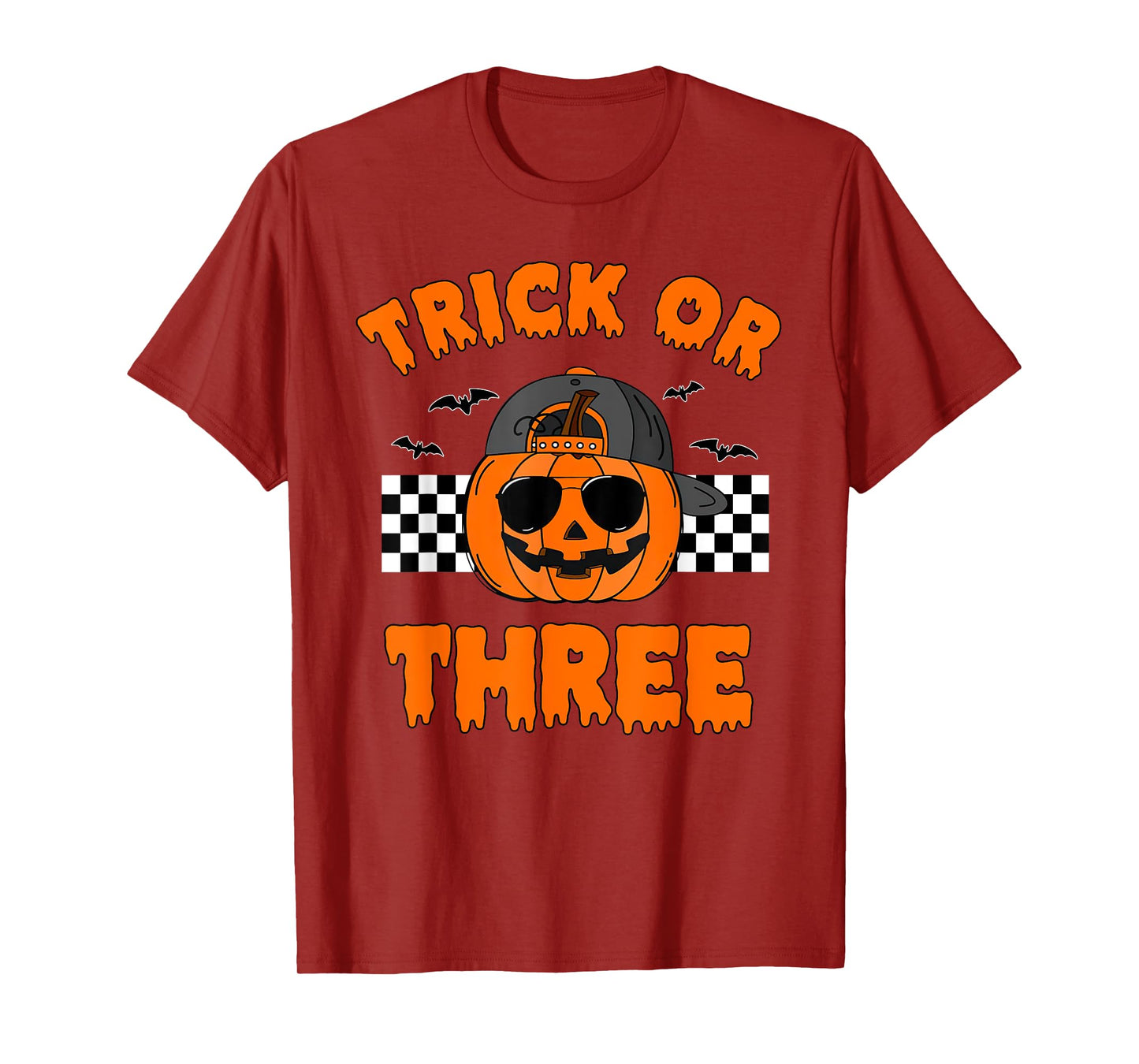 Trick or Three Pumpkin Halloween 3rd Birthday Boy 3 Years T-Shirt