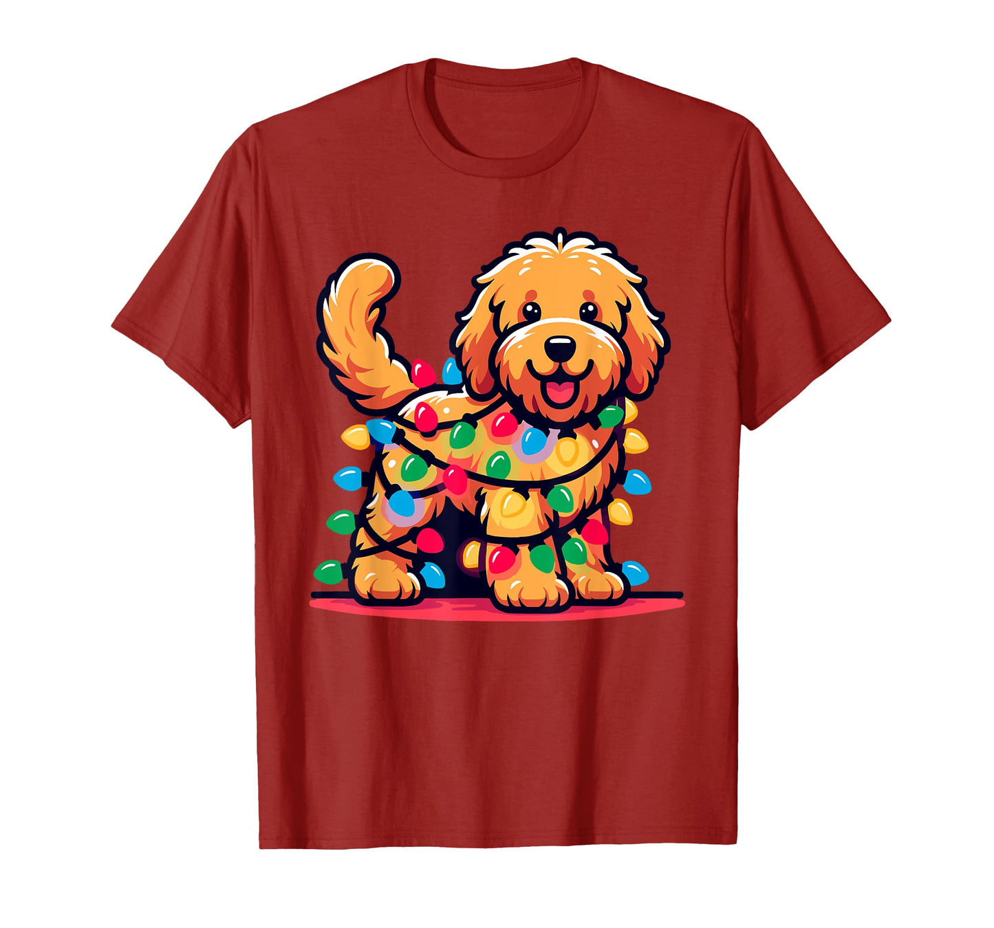 Goldendoodle Christmas Tree Xmas Lights Golden Doodle Dog T-Shirt