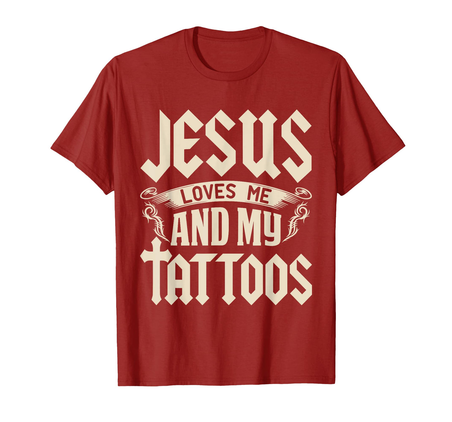 Jesus Loves Me And My Tattoos Inked Tattoo & T Shirt Design T-Shirt