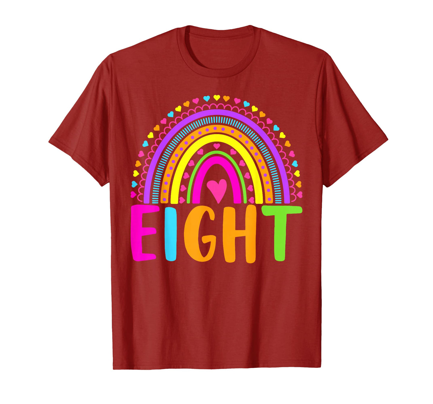 8th Birthday Shirt Girl 8 Year Old Girls Eight Rainbow Kids T-Shirt