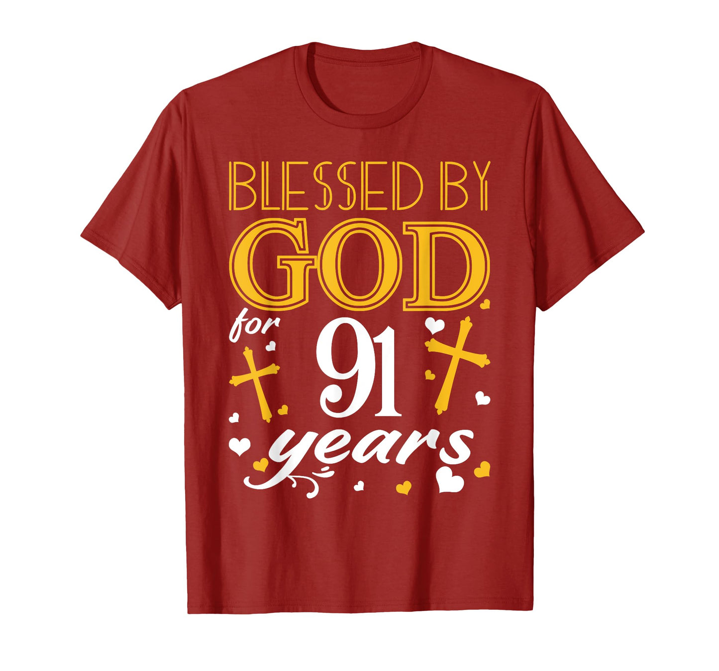 Vintage Blessed By God For 91 Years Happy 91st Birthday T-Shirt