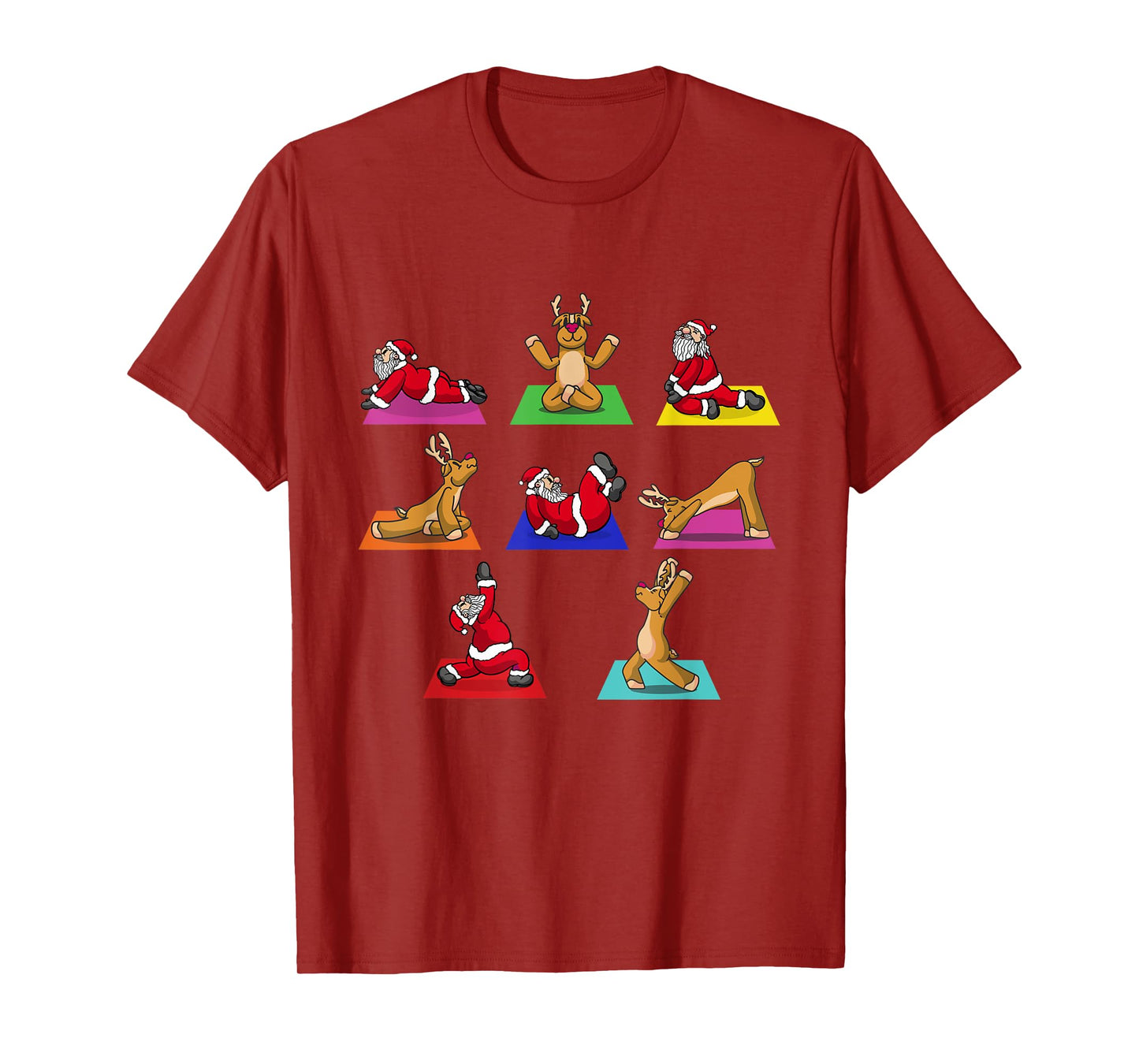 Reindeer Santa Claus Yoga Outfit Ladies Meditation Christmas T-Shirt