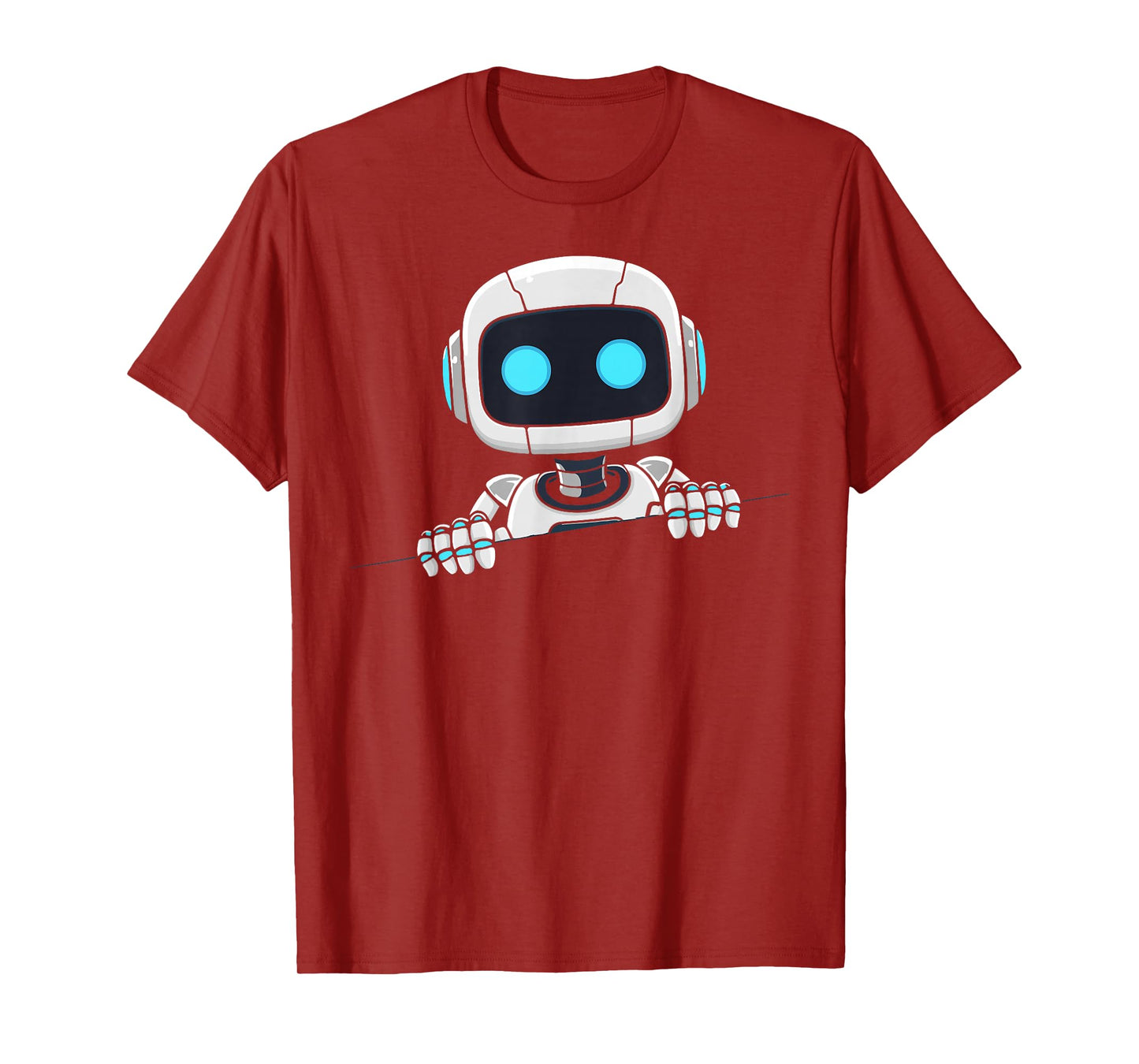 Cute robot face looks from torn fabric AI robot kids T-Shirt