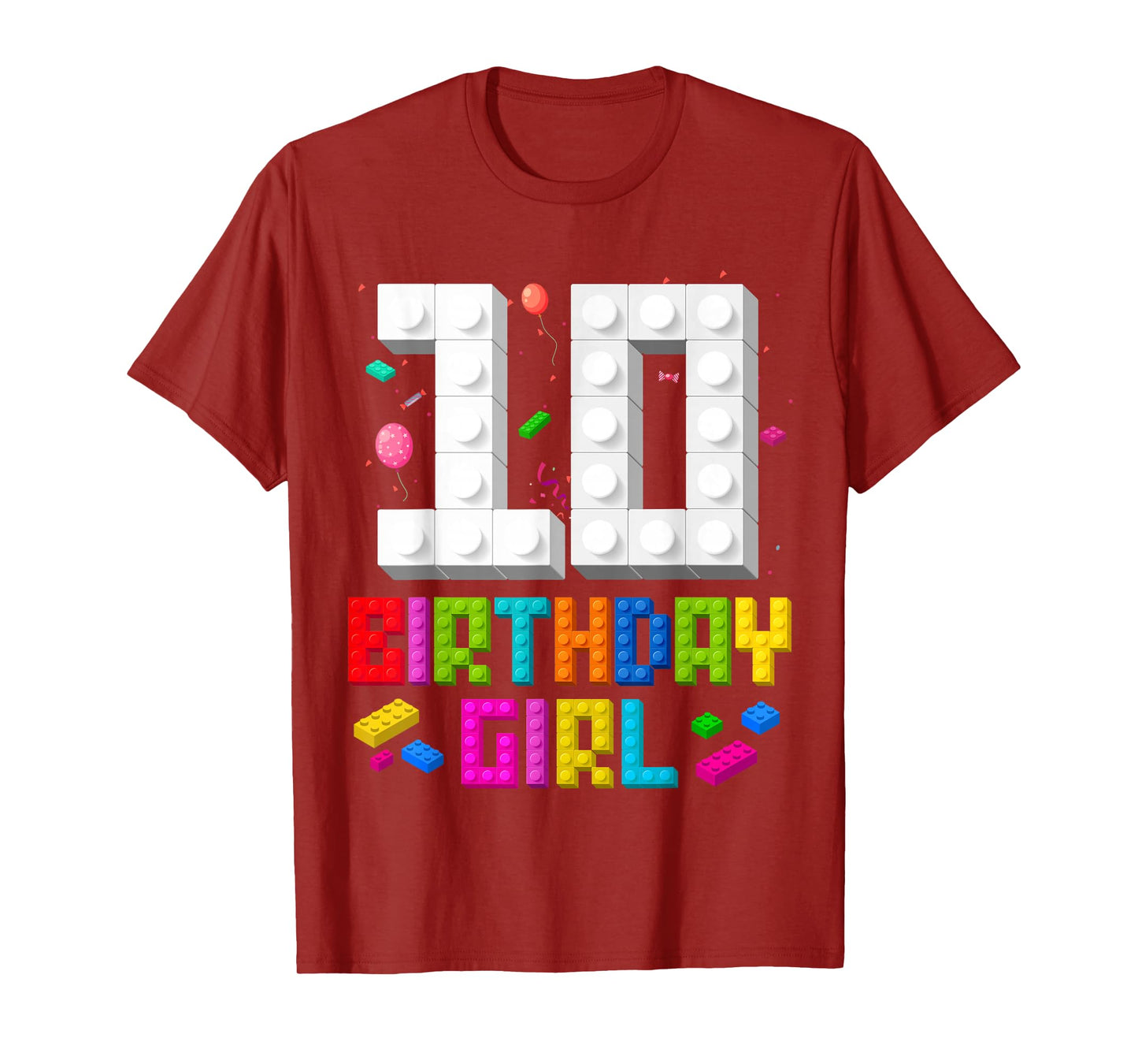 10th Birthday Girl Master Builder 10 Year Old Building Block T-Shirt