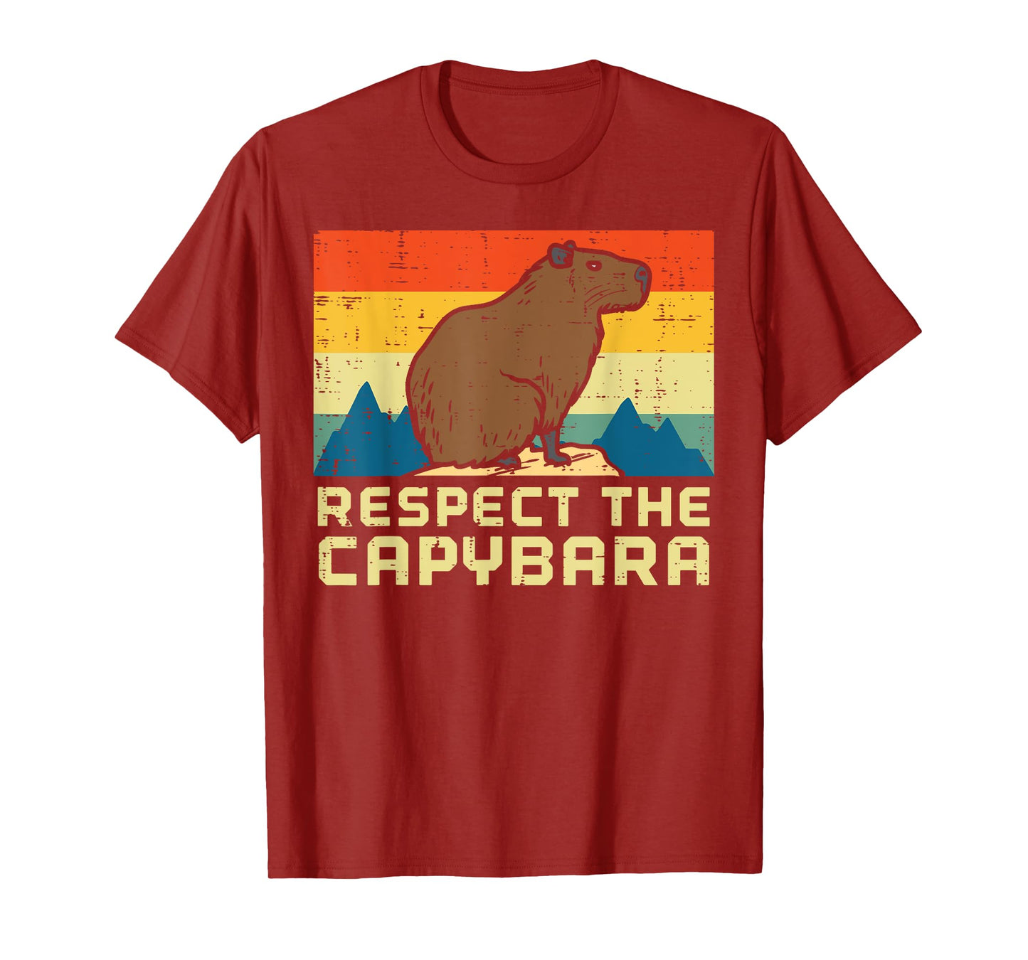 Respect The Capybara Retro Capy Rodent Animal Men Women Kids T-Shirt