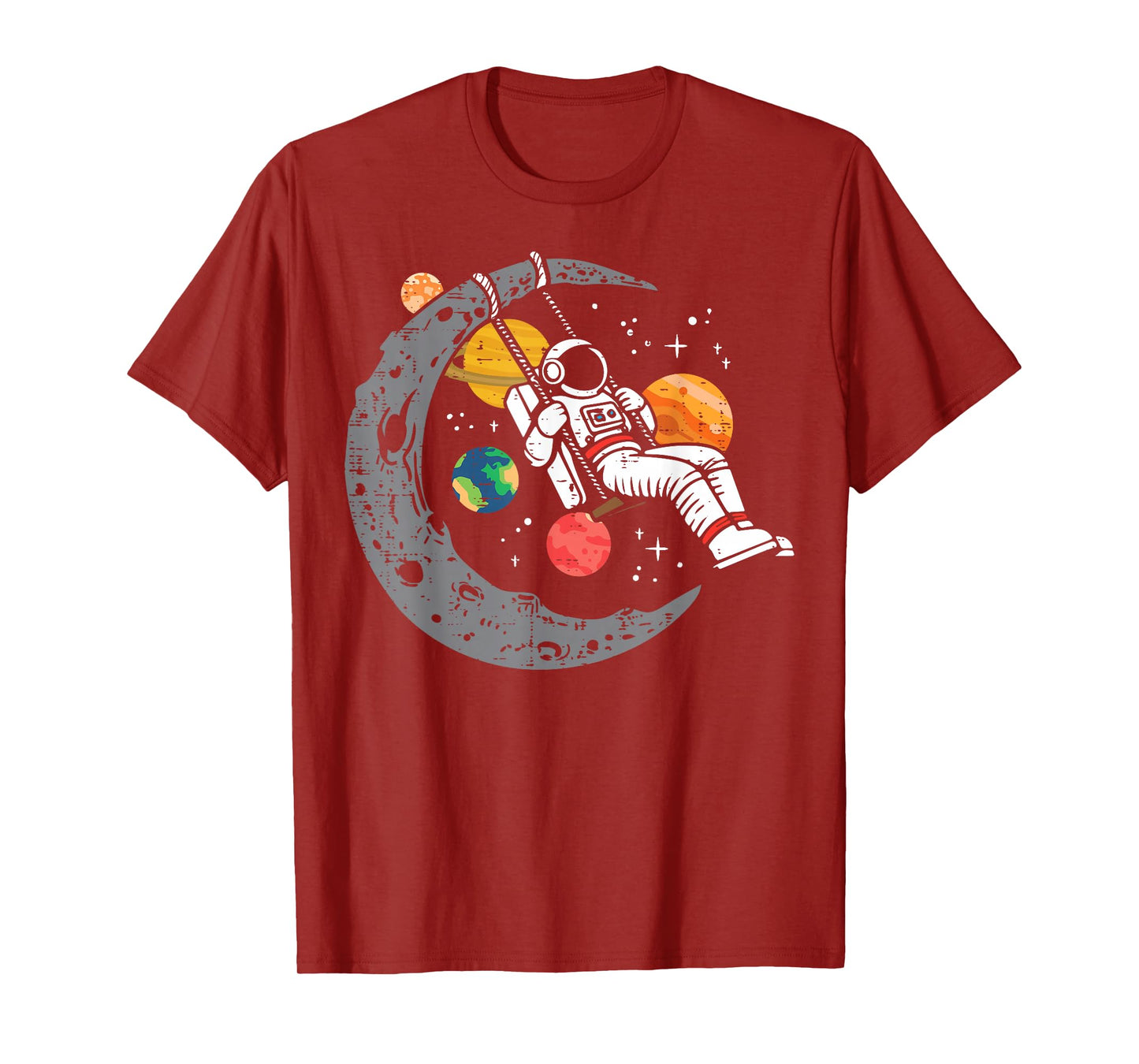 Astronaut Moon Swing Planets Space Galaxy Women Kids Men T-Shirt
