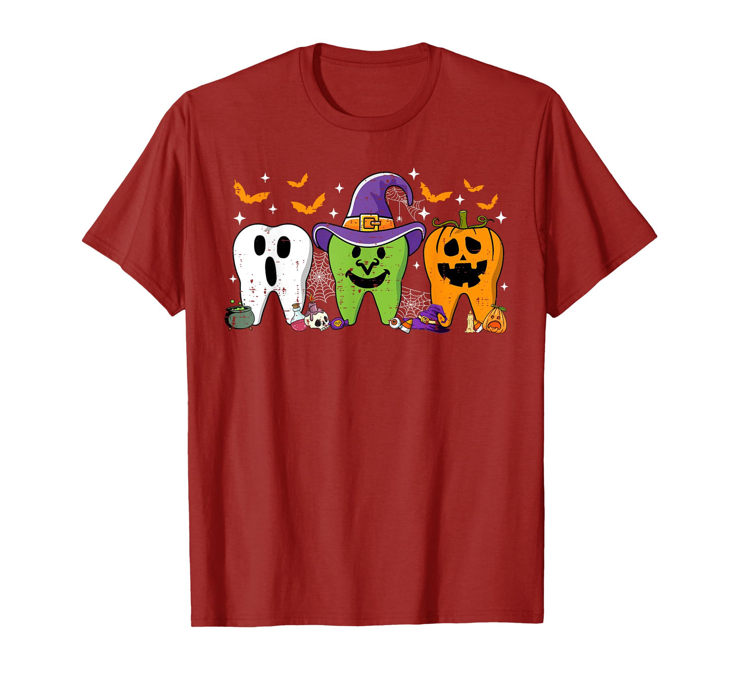 Cute Dental Halloween Dentist Teeth Ghost Pumpkin Witch T-Shirt